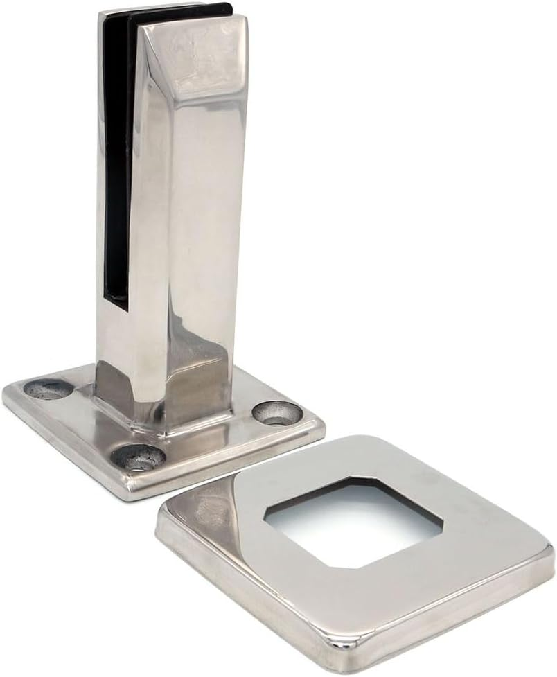 ZONADA 304 Stainless Steel Glass Panel Posts, Floor Mounted, Square, Swimming Pool Fence, Garden, Balcony Fencing Clamp, round Spigots Balustrade Post, Brackets image number 1