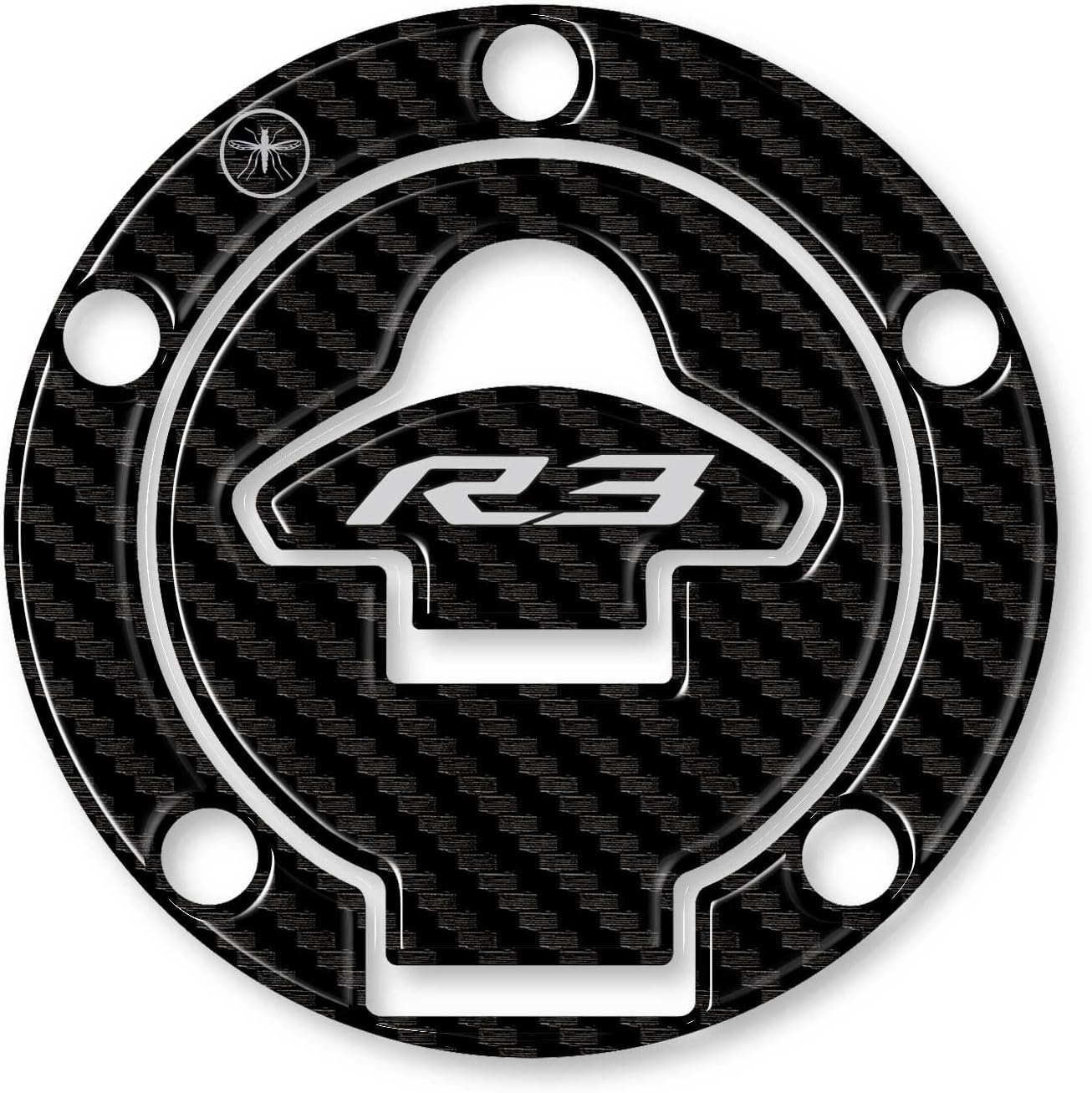 Labelbike - 3D Sticker Motorcycle Tank Cap Protection and Decoration in Resin Compatible with Yamaha YZF R3 2015-2018 - Carbon Look image number 2