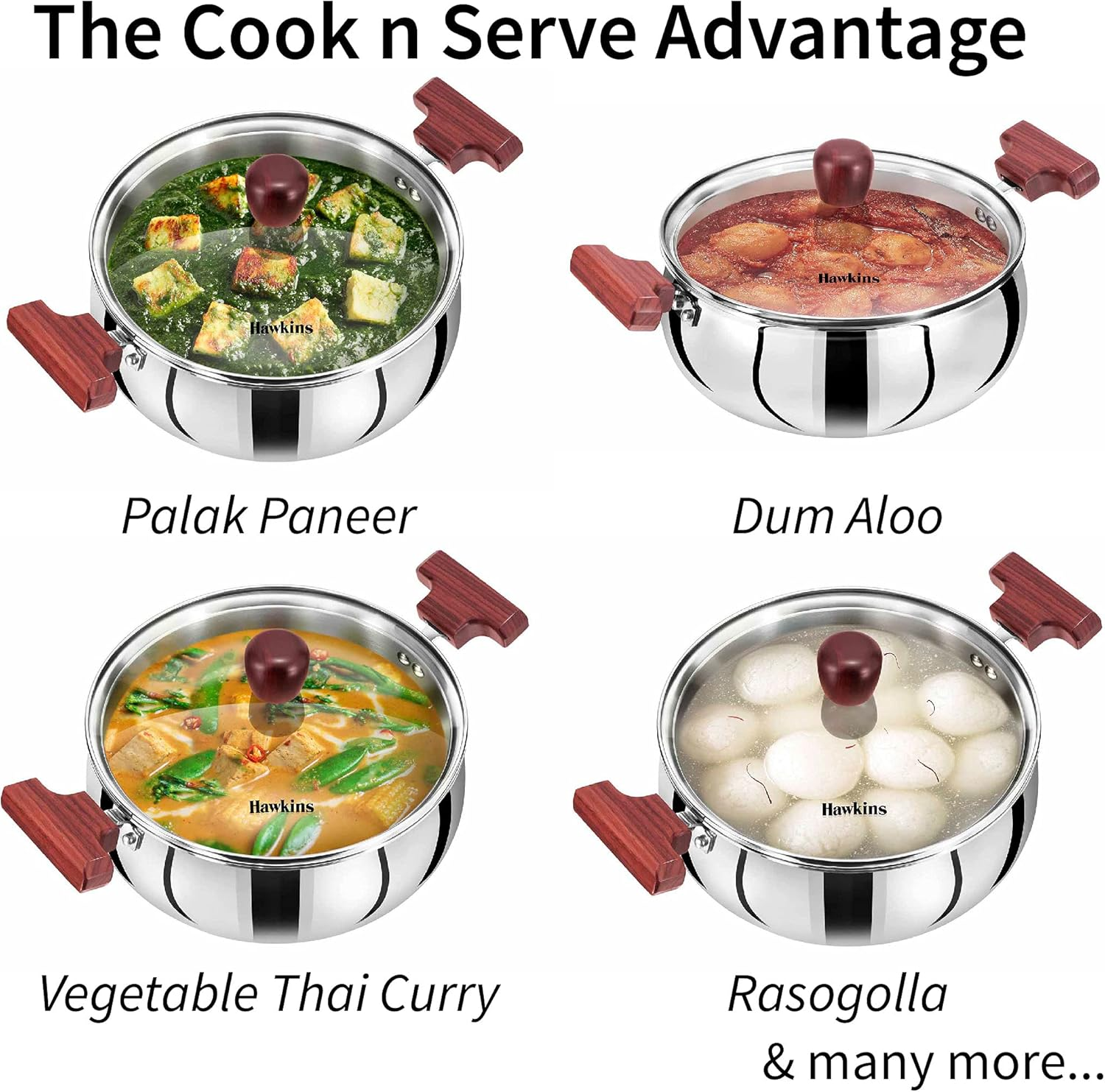 Hawkins Futura Steel Cook N Serve Handi with Glass Lid, 5.0 Litre Capacity image number 6