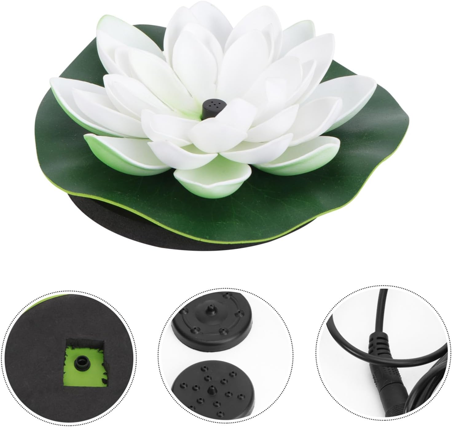 NUOBESTY Solar-Powered Lotus Floating Fountain White Garden Landscape Decor Multi-Nozzle Pump for Fish Ponds Aquariums Outdoor Water Features and Oxygen Circulation image number 1