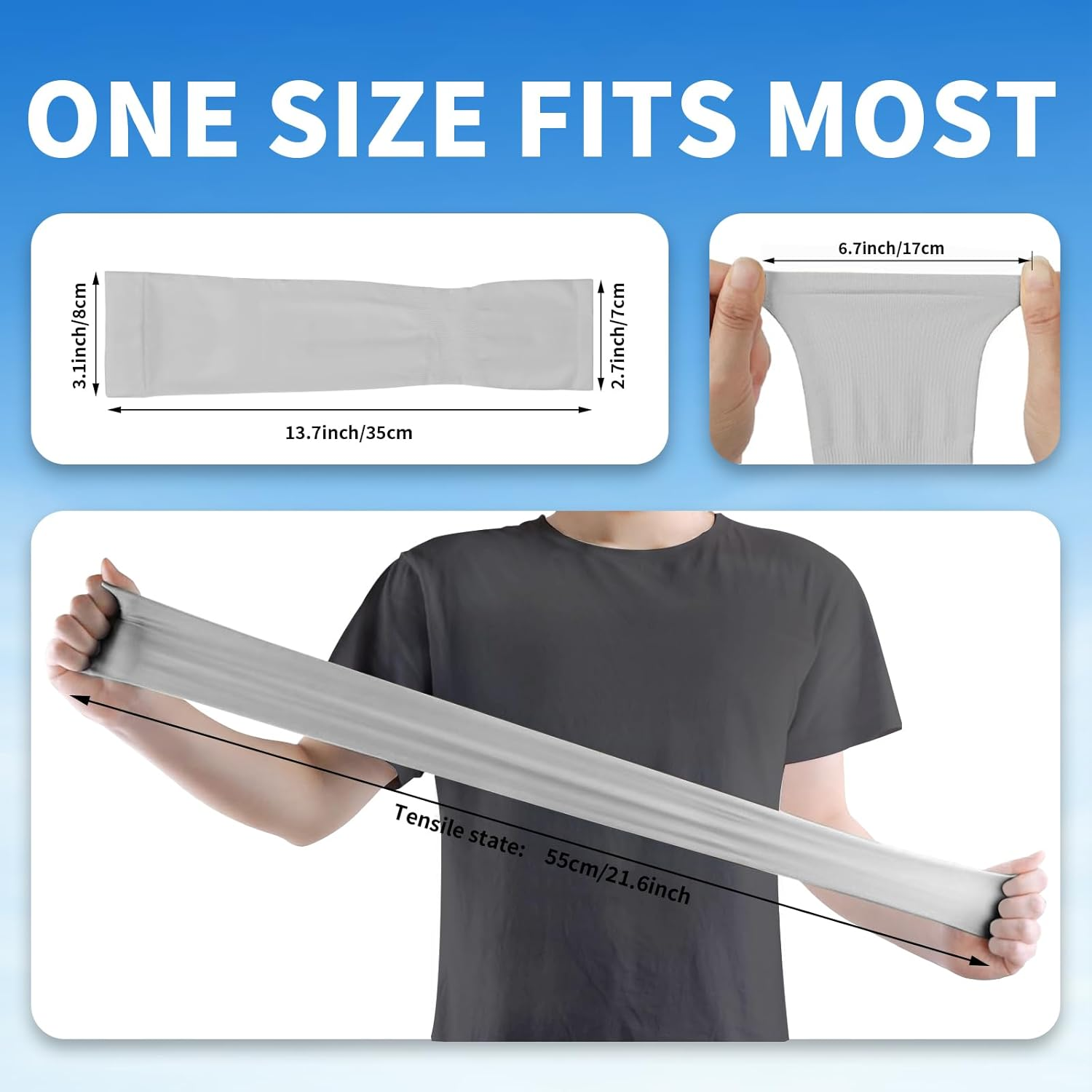 3 Pairs UV Sun Protection Arm Sleeves for Men Women, Compression Cooling Sun Sleeves - Sports - Workouts - Tattoo Cover(Grey) image number 3