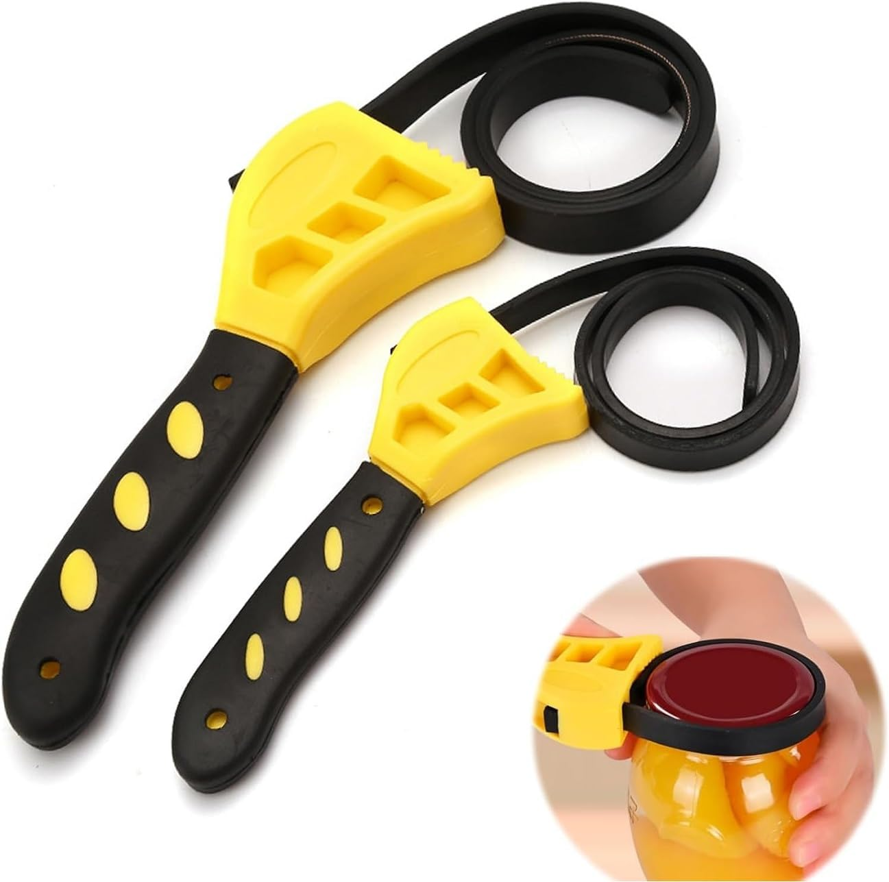 WADY 2PCS Rubber Strap Wrench, Oil Filter Wrench & Jar Opener for Plumbing, Tight Spaces (6-8 Inches), Reinforced Belt Pipe Wrench for Mechanics, Plumbers, DIY Home Repair (Red)