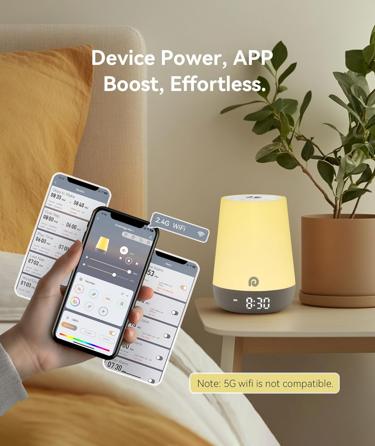 Dreamegg Baby Sound Machine - White Noise Machine & Sleep Trainer Clock for Kids, Sound Machine for Baby with Night Light, 34 Soothing Sounds, Smart Control, Routine Builder for Toddler Bedroom Gift image number 1