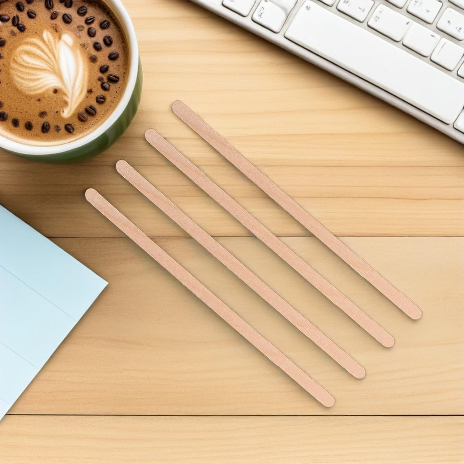 SHOWERORO 250Pcs 14Cm Wooden Coffee Stir Sticks Disposable Beverage Mixing Stirrers for Coffee Tea Hot Chocolate Cocktails Party image number 5