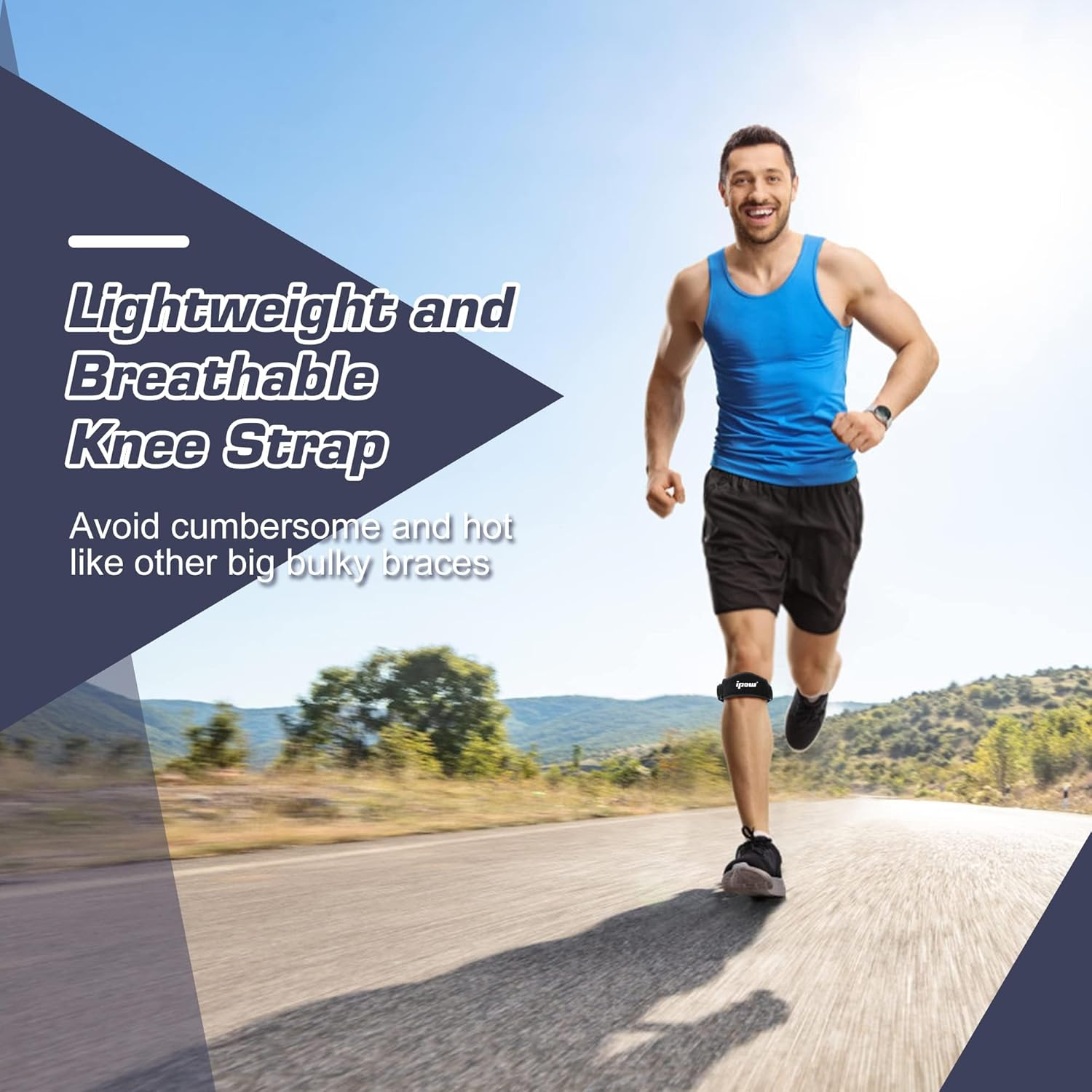 2PCS Thickened Pad & Wide Patella Knee Strap, Pain Relief Patellar Tendon Support, Adjustable Brace Band for Basketball, Running, Jumpers Knee, Volleyball, Tendonitis, Arthritis (Black, One Size) image number 7