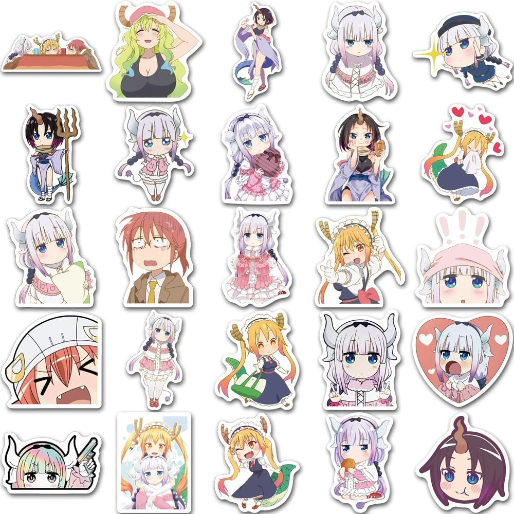 50Pcs Kobayashi'S Dragon Maid Stickers Japan Anime Kobayashi Vinly Decal Suitcases Skateboard Cars Luggage Helmets Ipads Boats Surfboards for Kids Teens