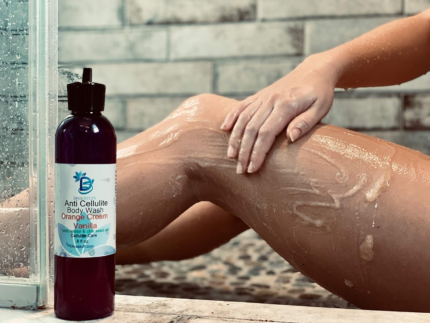 Anti Cellulite Body Wash, Orange Cream Scent, with Retinol and Caffeine, by Diva Stuff