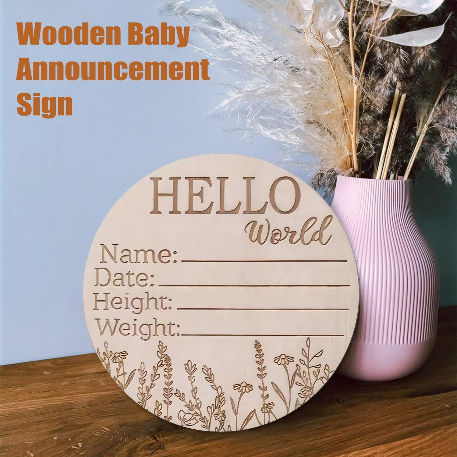 Birth Announcement Sign, Handcrafted Baby Monthly Milestone Cards Made with Light Birch Wood to Commemorate Baby'S First Year of Life,Baby Name Announcement Sign for Photo Prop Shower Nursery Gift image number 5