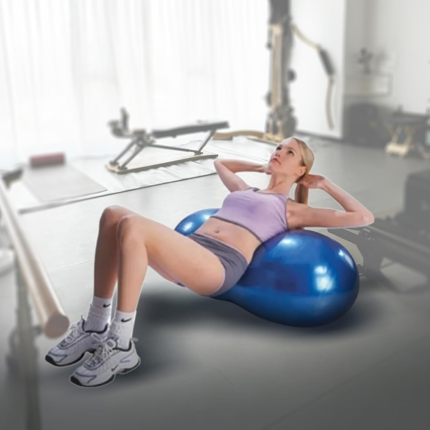 FITNESS MASTER Peanut Yoga Ball Anti-Burst Air Pump Blue 45&times;90 Cm 200Kg Load image number 6