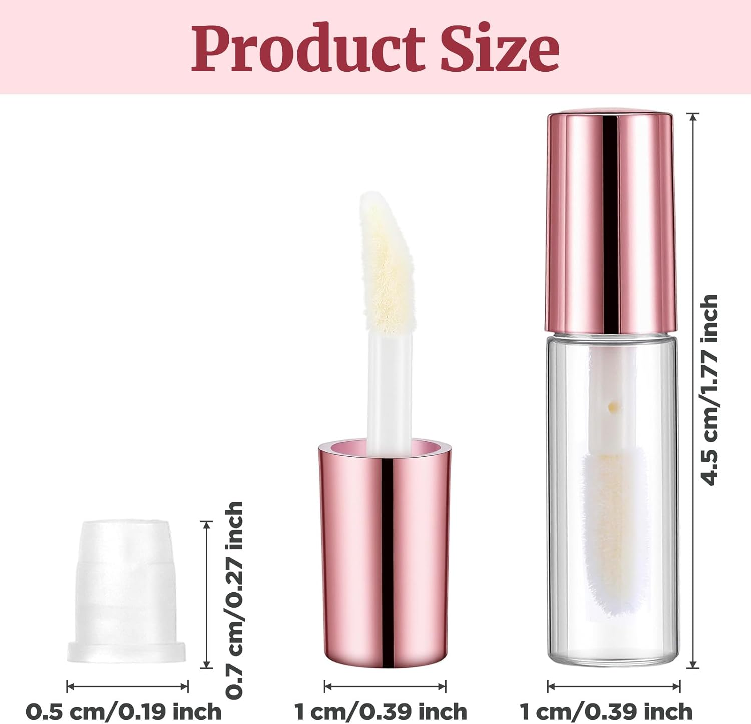 10 Pcs Empty Lip Gloss Tubes, 1.2Ml Mini Refillable Lip Balm Bottles with Rubber Insert and Brush Clear Plastic Lip Balm Gloss Containers for Samples Lips Balms Travel Split and DIY Makeup