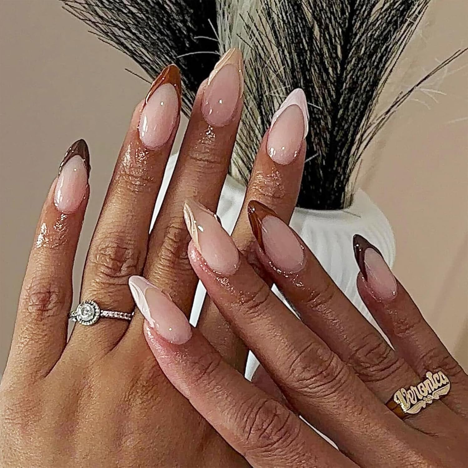 TELAIN Pack of 24 Brown Press on Nails, False Nails, Solid Brown Colour for Sticking, Reusable, Shiny, Art, Acrylic Nails image number 2