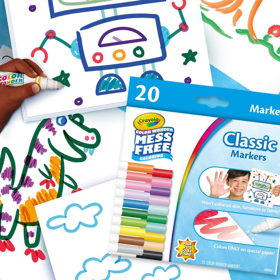 Crayola Color Wonder Marker Refill Set (20Ct), Mess Free Broad Line Markers for Toddlers, Mess Free Coloring for Kids, Toddler Gifts image number 3