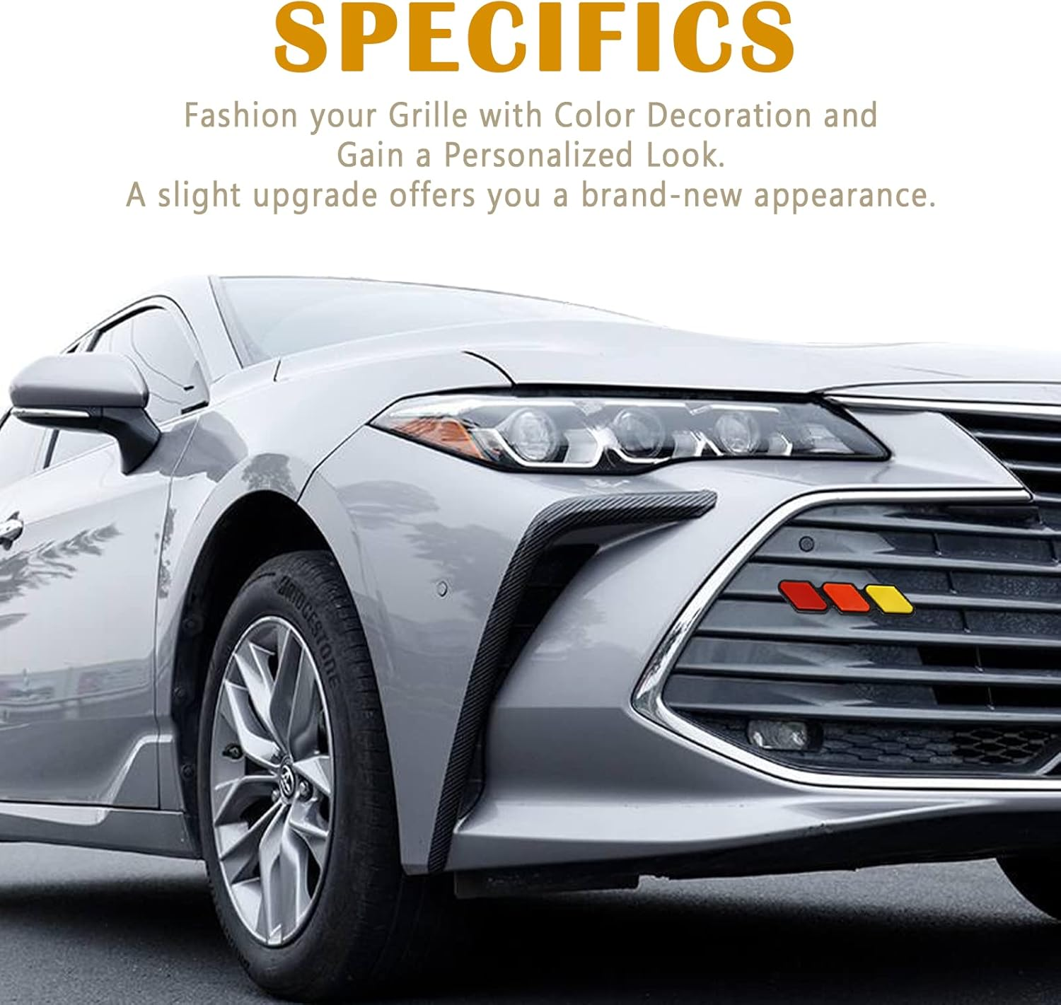 TRD Grille Decor Badge, 3-Color Upgrade Emblem, Logo Decoration Accessories Car Truck Label Compatible for Tacoma 4Runner Tundra Sequoia Rav4 Highlander(Yellow, Orange, Red) image number 3