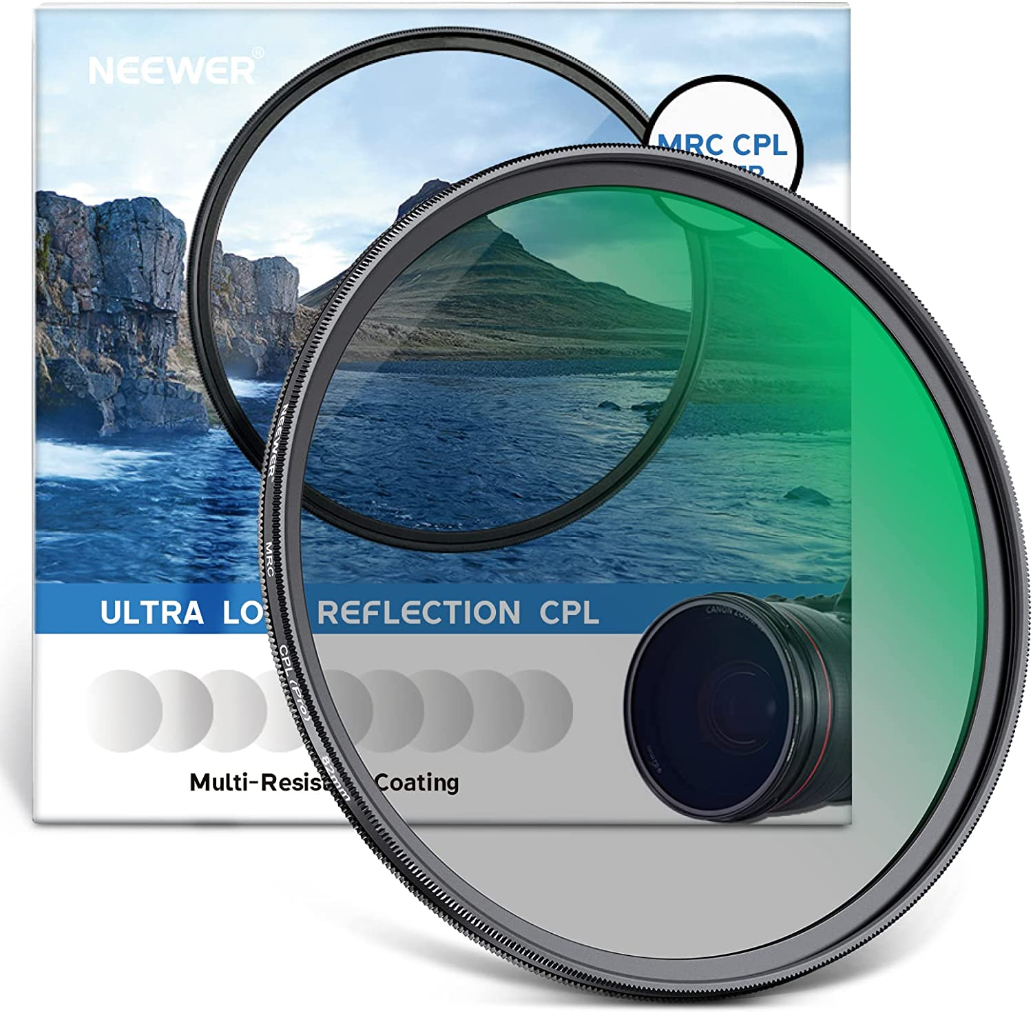 Neewer 82Mm Polarizing Filter 30 Layer Multi Resistant Nano Coatings Circular Polarising Filter(Cpl) Reduce Glare/Enhance Contrast/Ultra Slim/Reduces Reflection/Hd Optical Glass Polarizer Filter image number 3