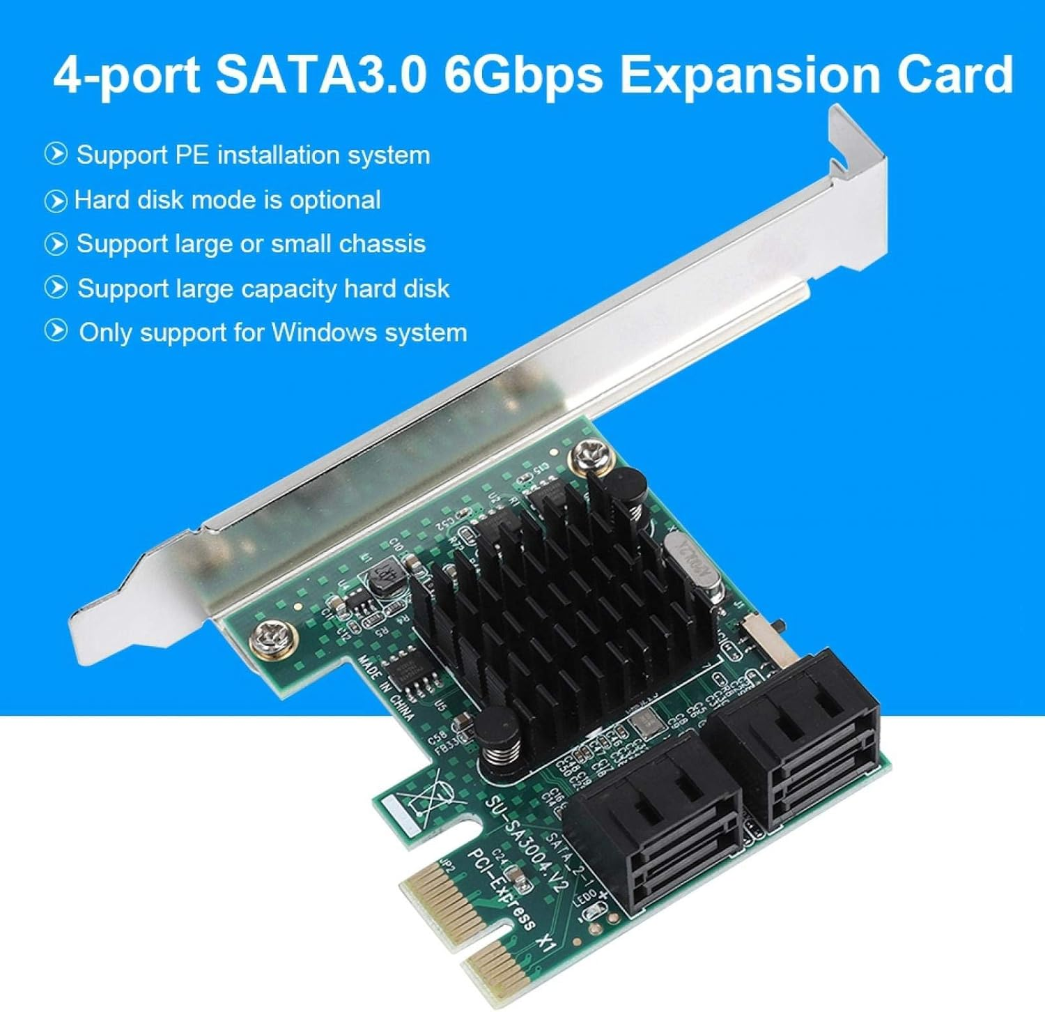 4-Port SATA 3.0 Expansion Card, PCI Express to SATA 3.0 Expansion Controller Card Adapter 6G image number 2