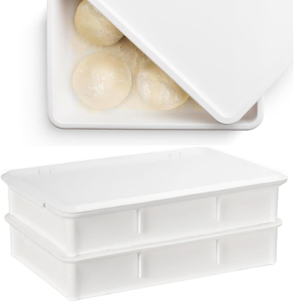 Pizza Dough Proofing Box,2 Pack Pizza Proofing Box Set with Cover and Lid,Bpa Free Plastic Bread Box Vegetable Storage (44.5 Cm* 32 * 8.5 Cm) image number 2