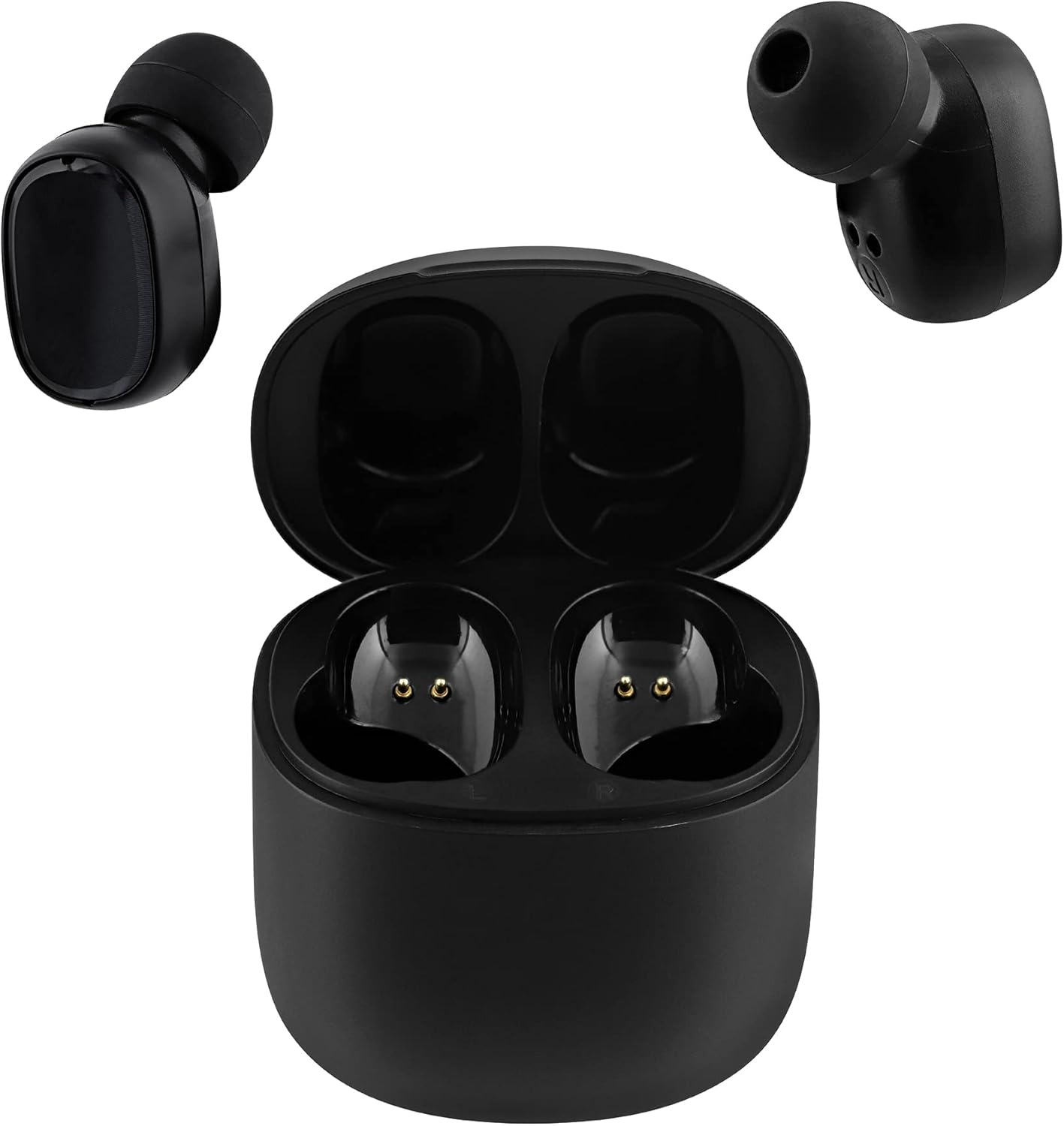 T'Nb Wireless Bluetooth Headphones, Passive Noise Cancelling up to 24 Hours Listening Time, In-Ear Headphones with Touch Control, Charging Indicator, Built-In Microphone, Sports, Training - Black