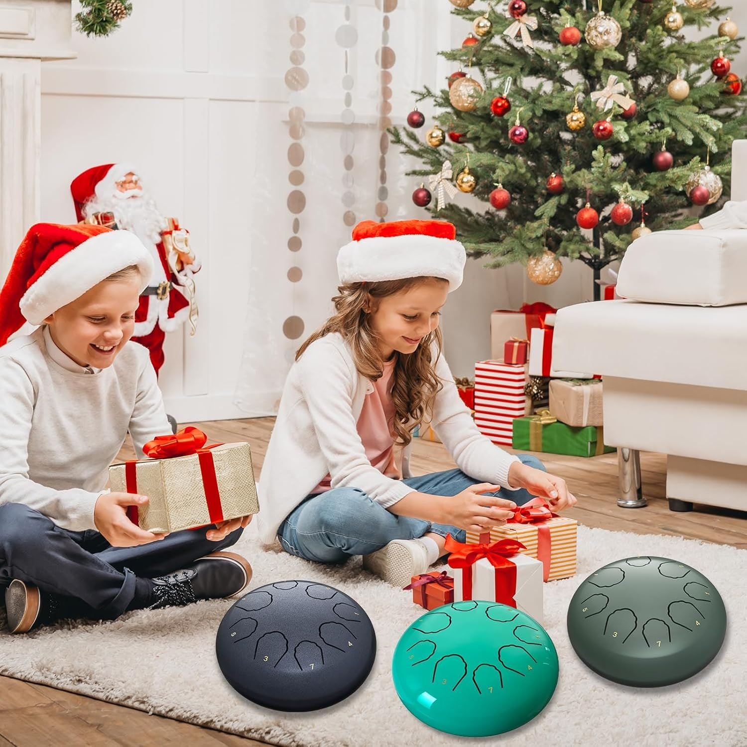 Professional Steel Tongue Drum for Adults & Kids - 6 Inch Hand Percussion Instrument Rain Drum with 8 Notes for Yoga, Meditation, Music Therapy & Concerts Play (Green, 6 Inch) (Green) - Silver Gray image number 4