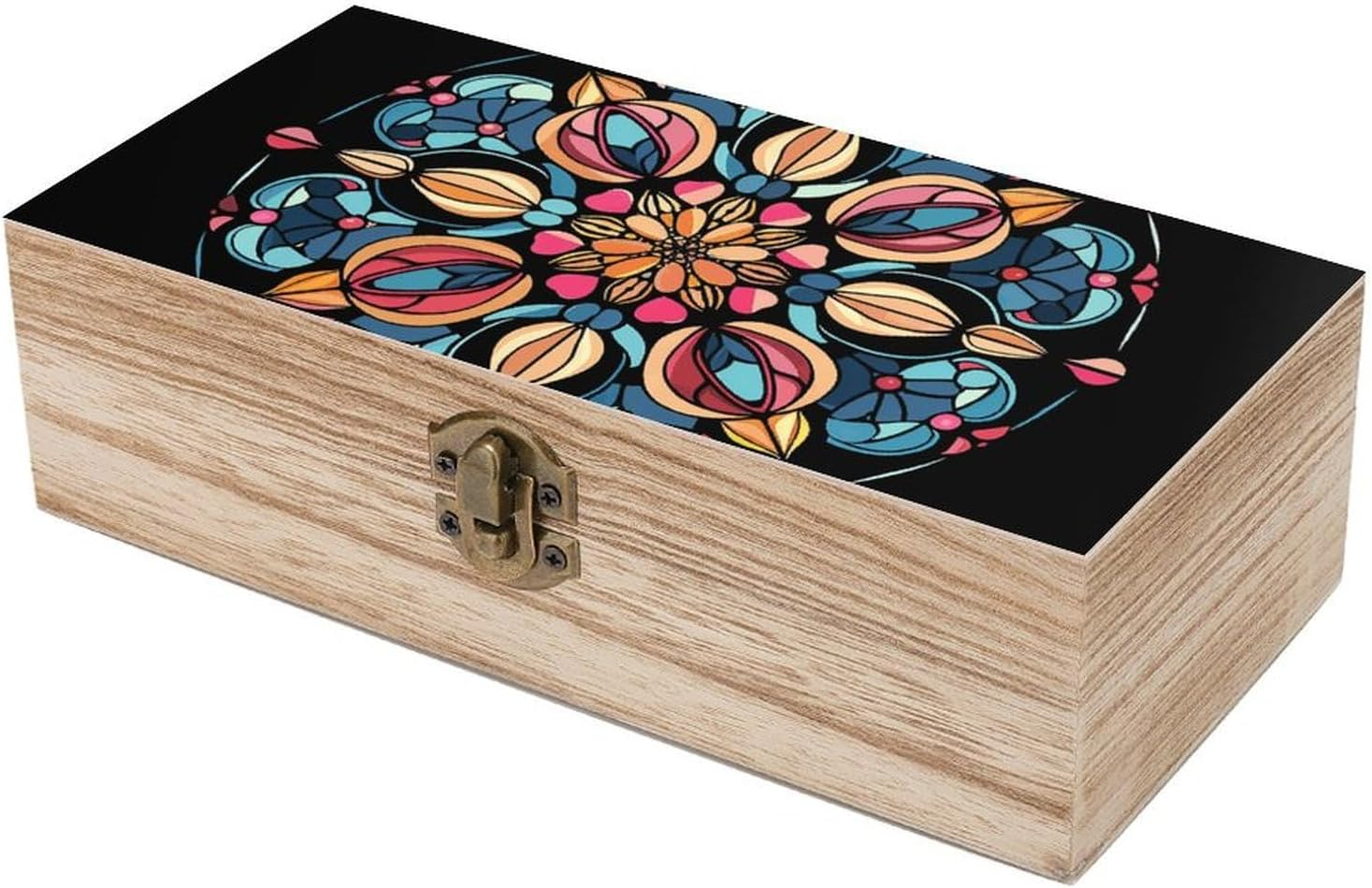 Art Deco Glass Wooden Box Wood Wedding Keepsake Boxes with Lids Small Decorative Boxes Lightweight Wooden Memory Storage Box for Crafts Keepsakes Jewelry Photo Letter Storage image number 6