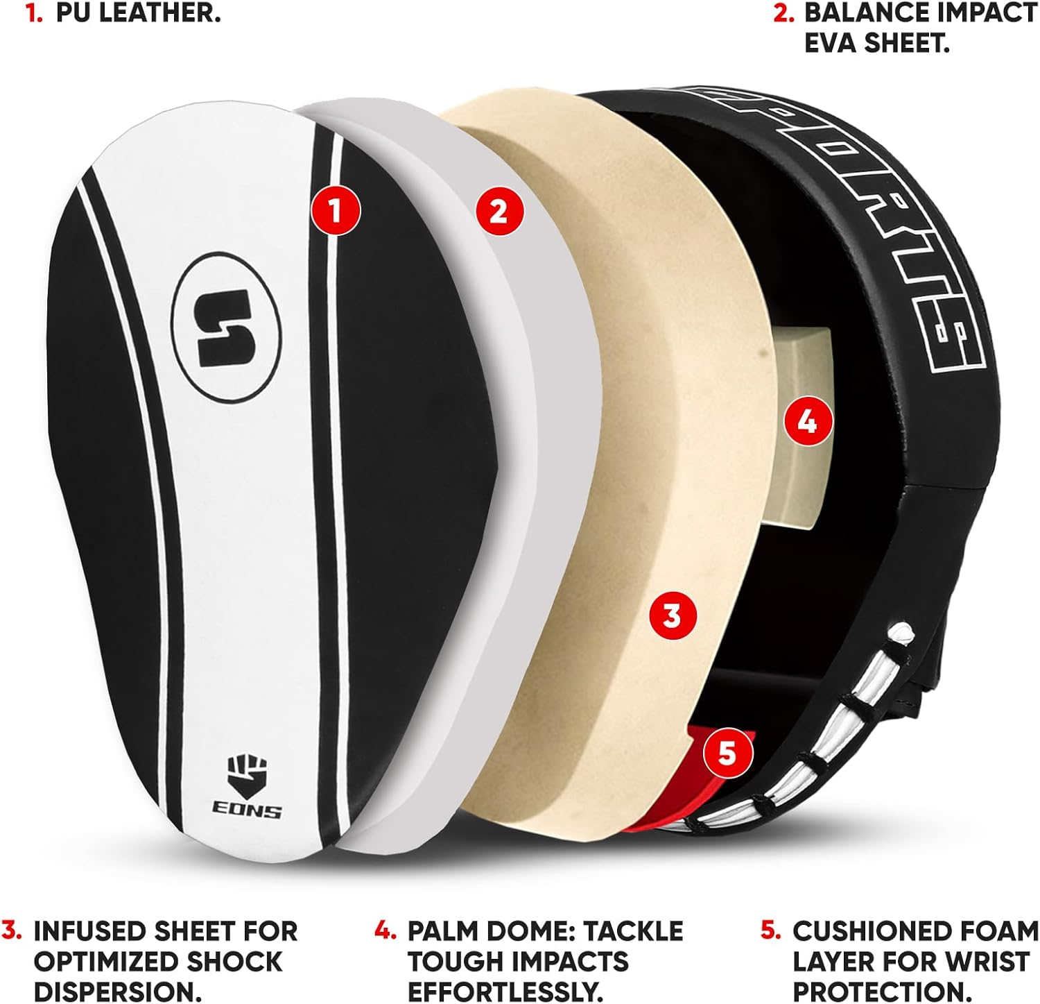 Stealth Sports Boxing Pads &ndash; Durable Curved Punching Pads &ndash; Ventilated Focus Mitts - Focus Pads for MMA Kickboxing Muay Thai Karate Sparring Martial Arts Hook and Jab Pads image number 1