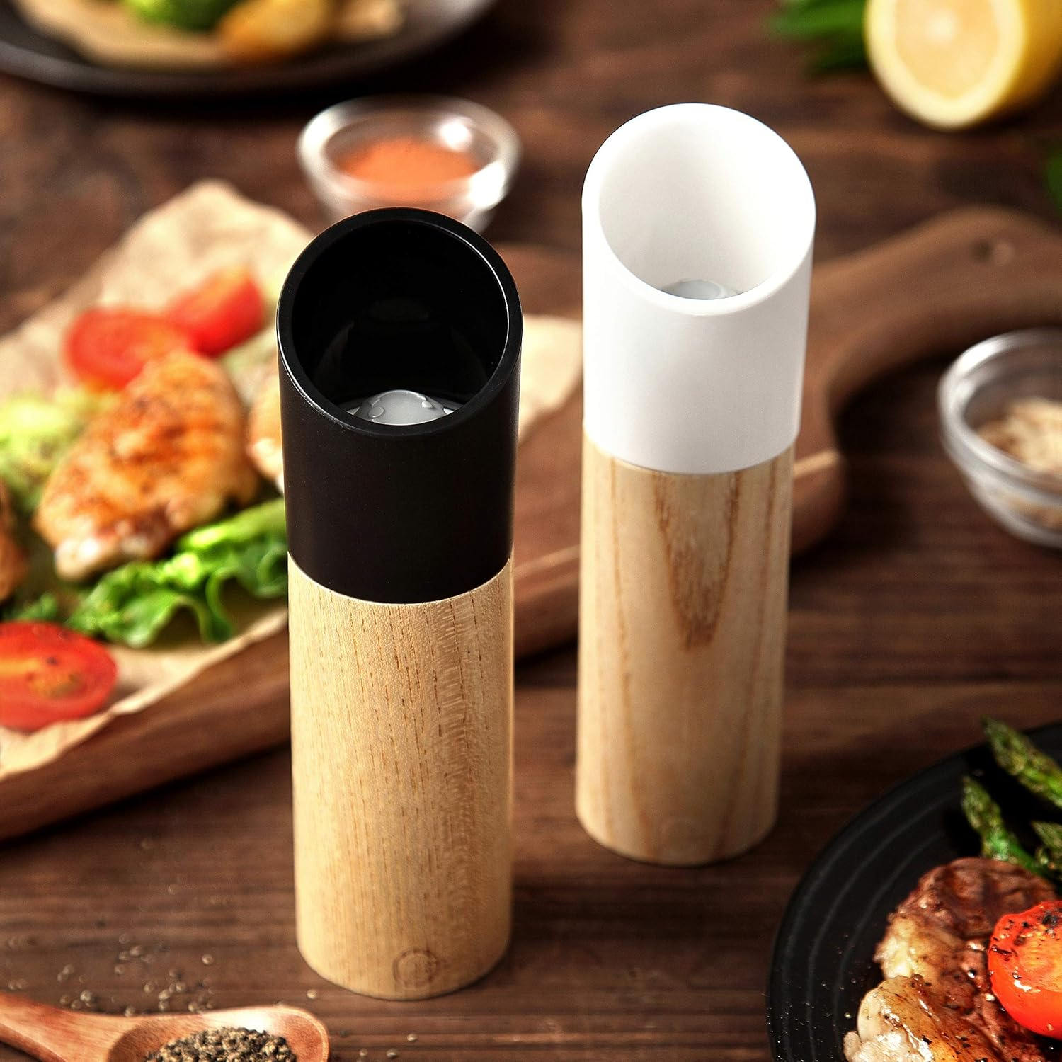 UTHANDO & PASSION Wooden Salt and Pepper Mill (Set of 2) - Fully Adjustable Ceramic Grinder image number 6