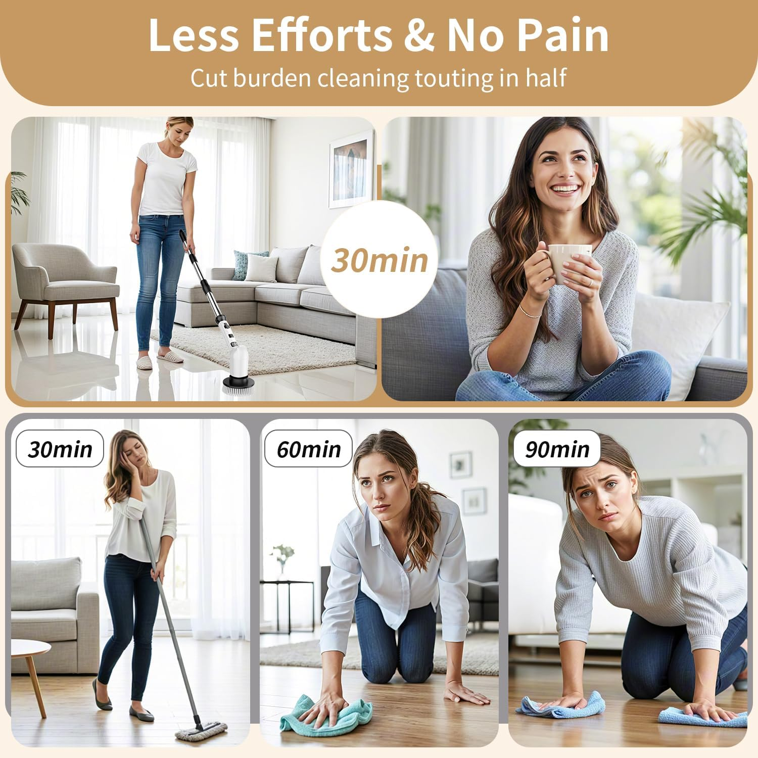 Electric Spin Scrubber for Cleaning Bathroom,Cordless Power Shower Scrubber - Electric Cleaning Brush for Tile Tub Bathtub Kitchen Wall Cleaning image number 1