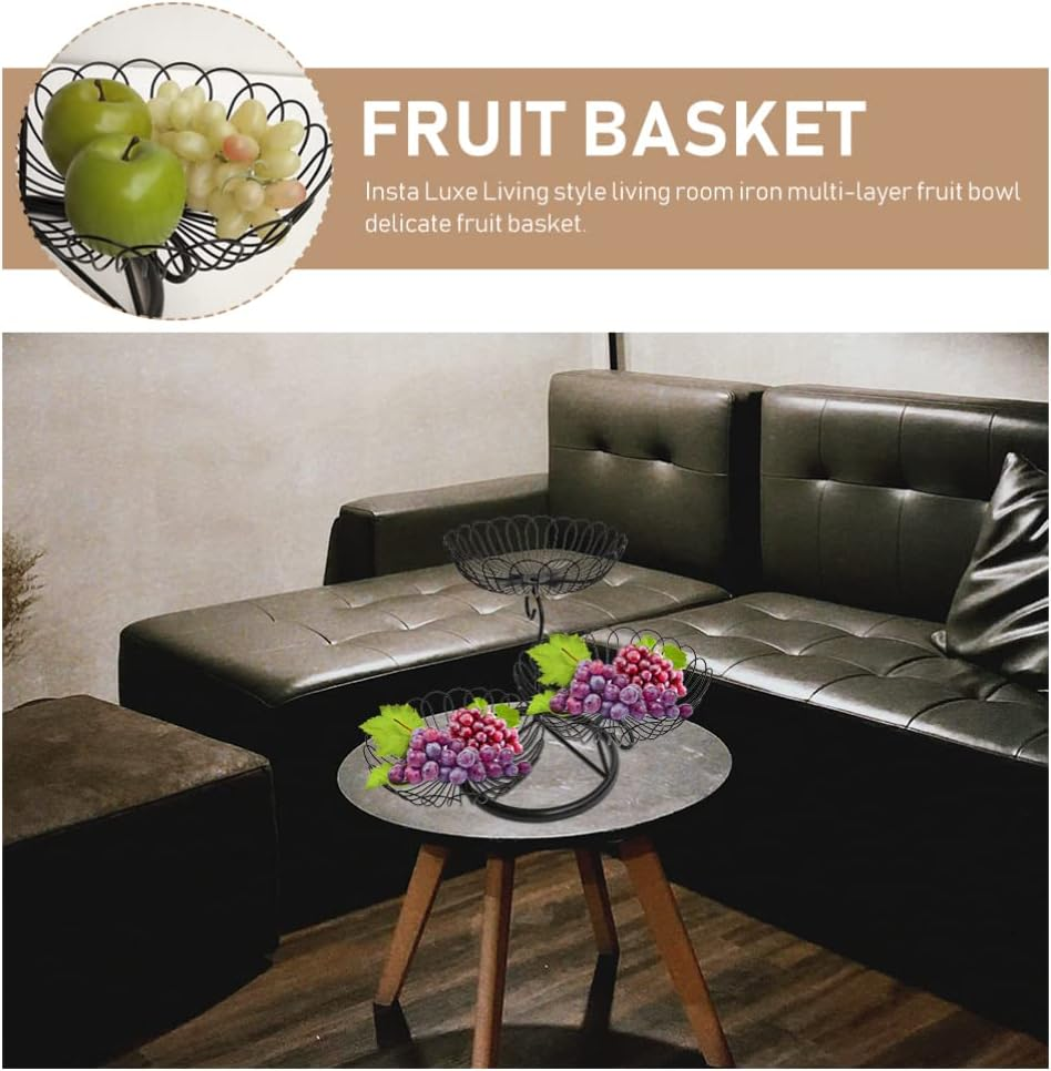 Zerodeko Multifunctional Iron Fruit Basket Storage Container for Snacks and Fruits Stylish Home Organizer for Kitchen Counter Premium Quality Design image number 2