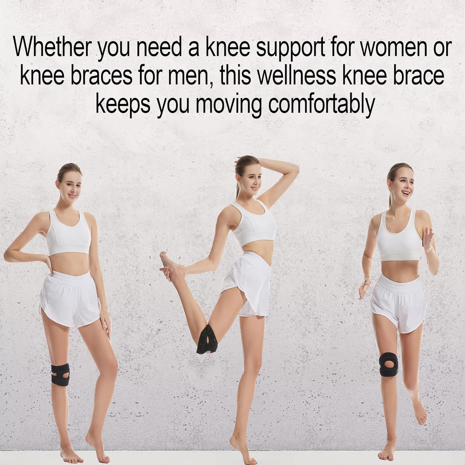 Bestek 2PCS Wellness Knee Brace,Adjustable Patella Tendon Knee Strap Sleeve,Knee Support for Arthritis Pain, Injury Recovery, Running,Workout,Men,Women-Black image number 2