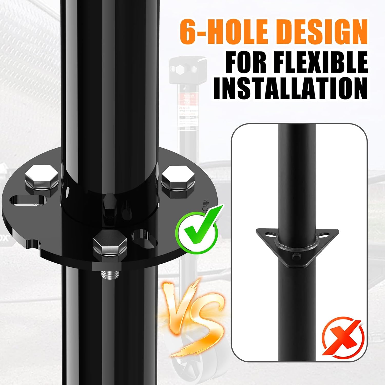 BOYISEN 5000Lbs A-Frame Trailer Jack, Height Adjustable by Power Drill or Handle, Heavy Duty Camper Tongue Jack with 6" Dual Wheel Supports up to 2000 Lbs for Utility Boat Yacht Trailer image number 4