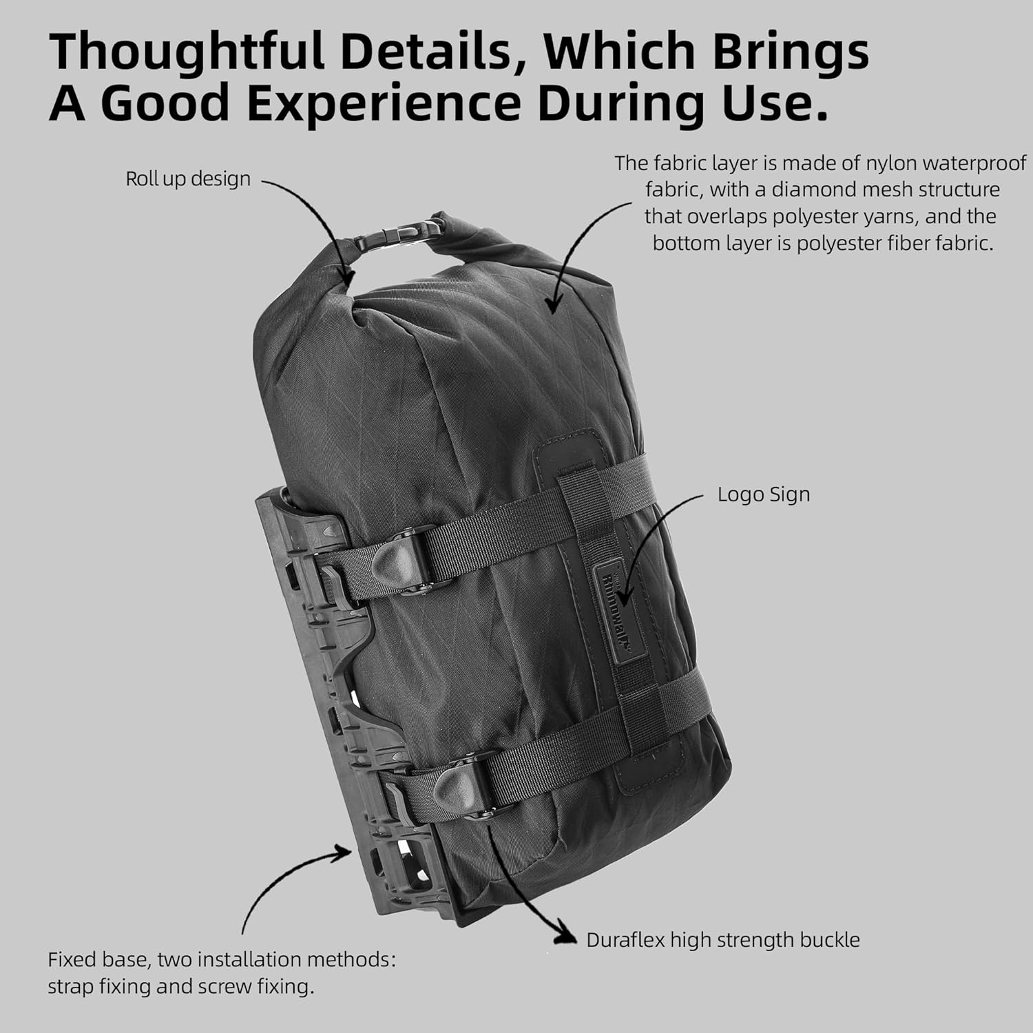 Rhinowalk Bike Front Fork Bag Waterproof Bike Pannier Saddle Bag 6.5L for E-Scooter Mountain Bike Road Bike Accessories-Black(1 Pcs) image number 1