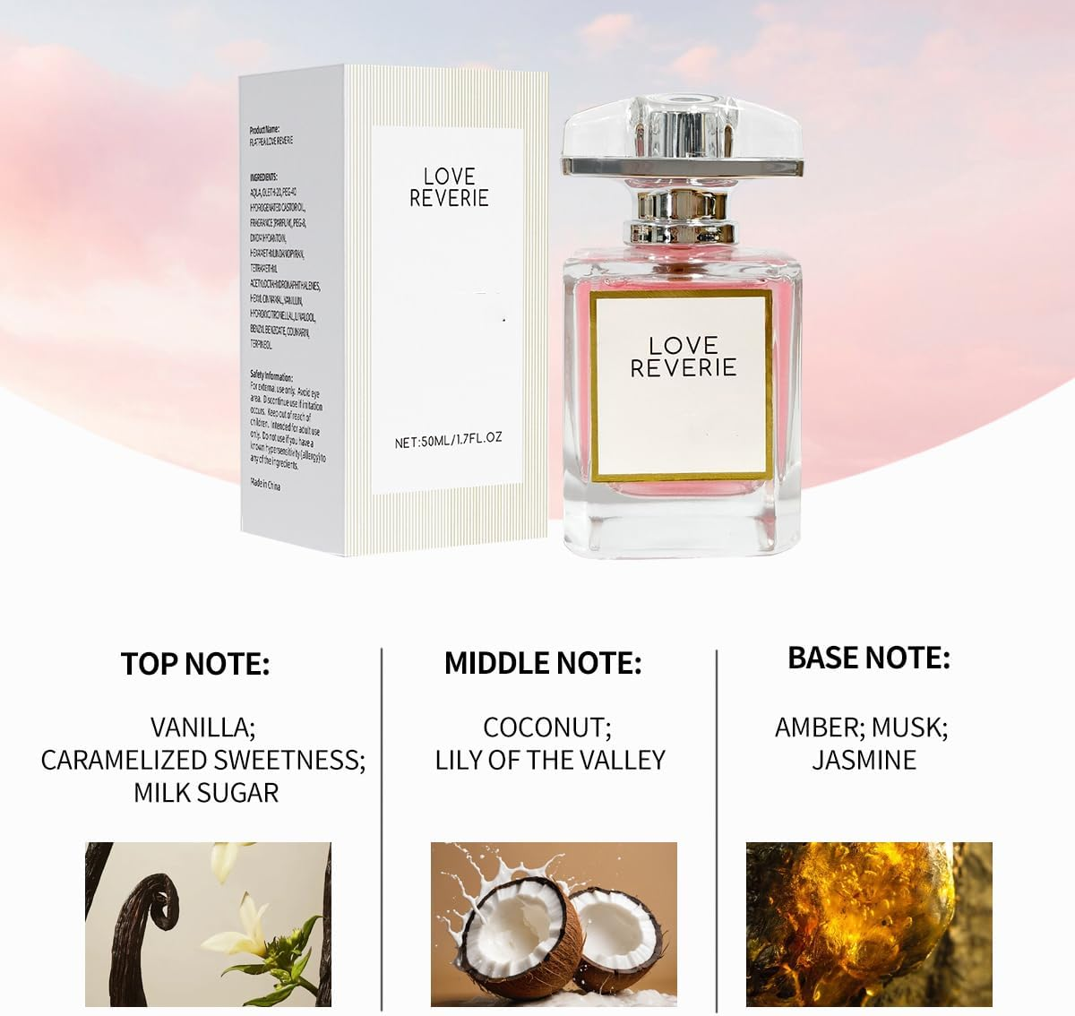 Love Reverie Eau De Parfum 50Ml | Alcohol-Free Vanilla Musk Perfume for Women | Long Lasting Gourmand Fragrance with Caramel & Coconut | Day to Night Scent image number 1