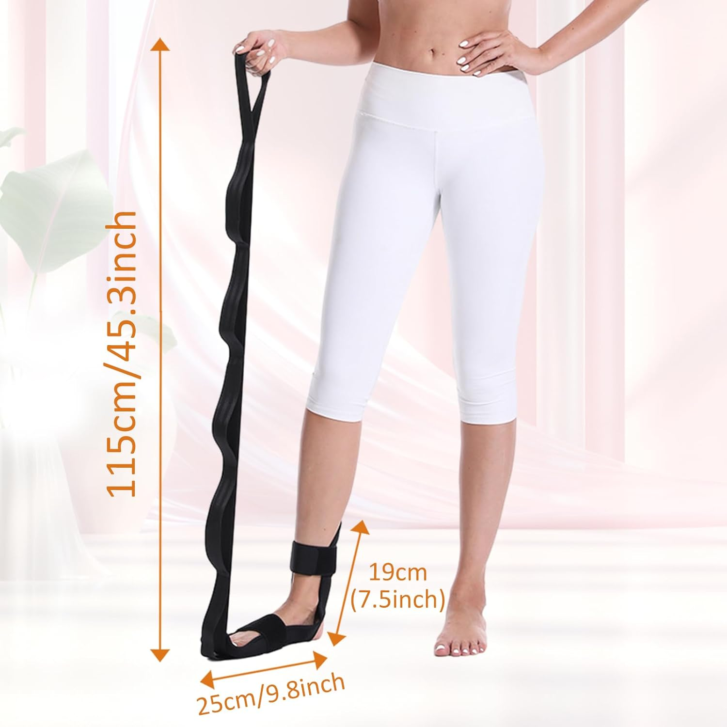 Yoga Stretching Strap, Yoga Strap Leg Stretcher, Ligament Stretcher Belt with Loops, Foot Stretch Assist, Fascia Stretcher for Physical Therapy, Plantar Fasciitis Relief, Gymnastics
