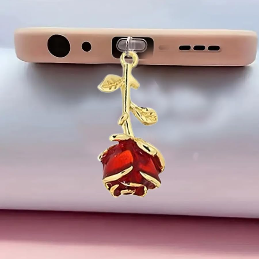 ARFUKA Red Rose USB C Dust Plug Charm Anti-Dust Plug Cover Compatible with Kindle E-Readers, Type-C Charging Port Accessories for Book Lovers, Teachers, Students Pack of 2 image number 5