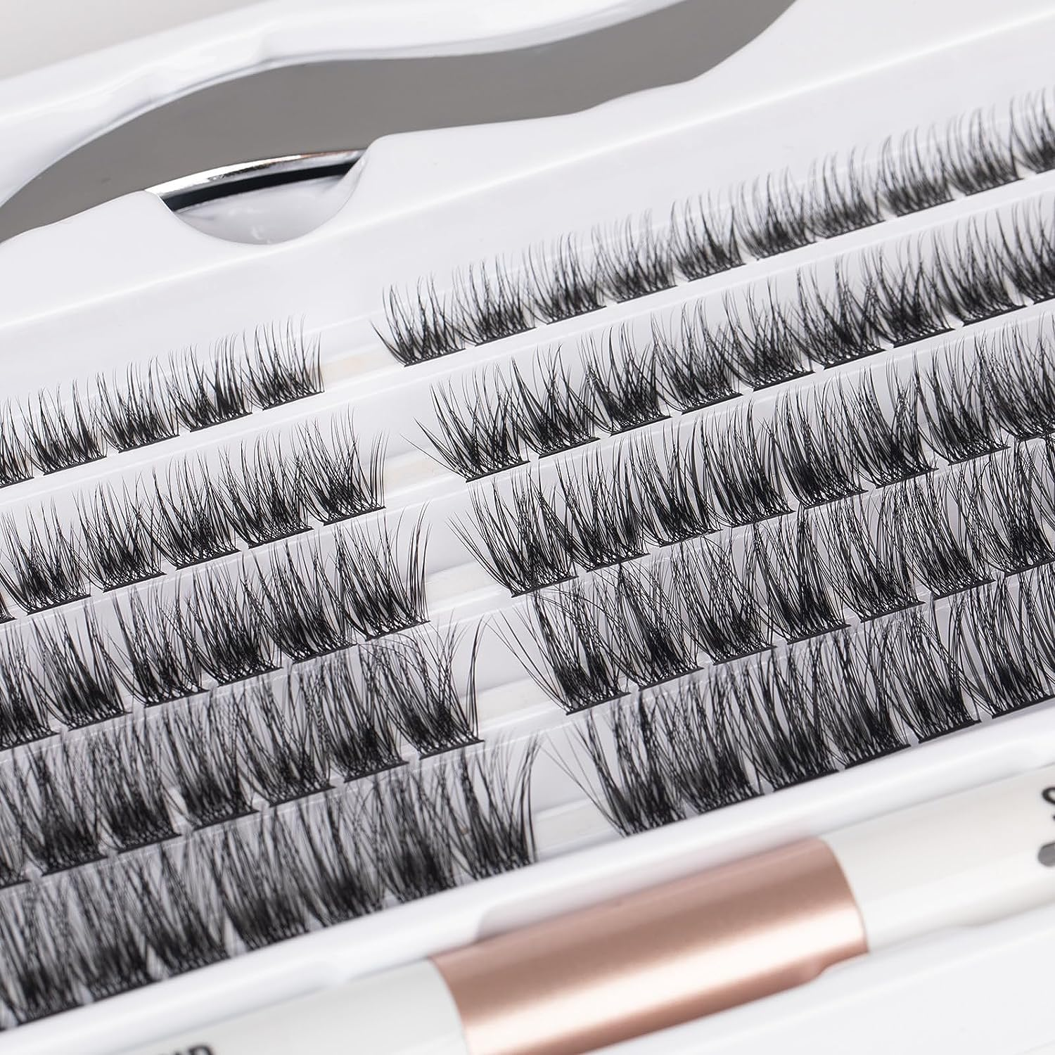 Lash Extension Kit-Individual Lashes with Bond and Seal-120 Lash Clusters DIY False Eyelashes Natural Cluster Lashes with Eyelash Glue and Lash Tweezers C D Curl 10/12/14/15/16Mm (120 C-Mix（10-16Mm）Kit, DM-28) image number 4