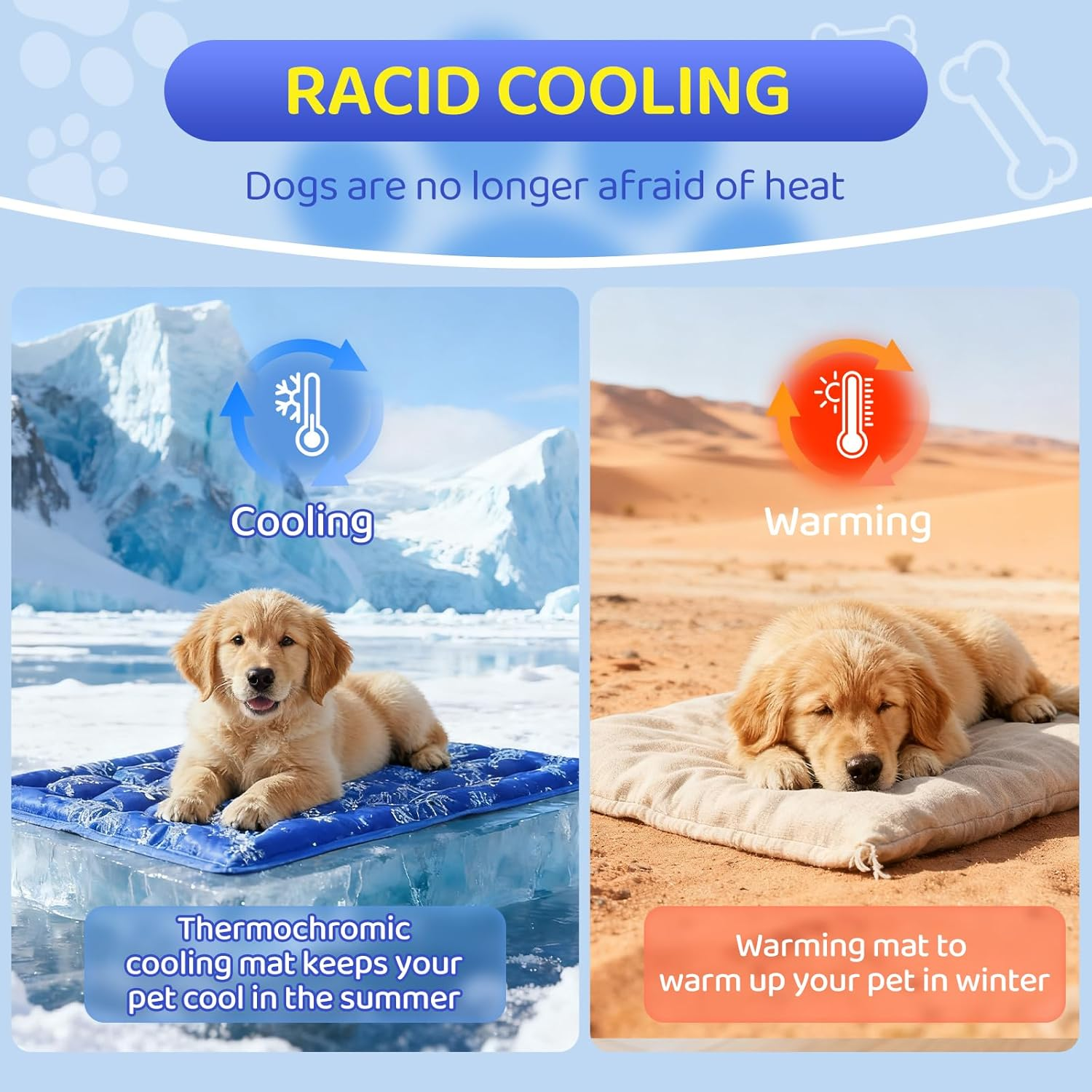 LOVELEDI Dog Cooling Mat - Pet Cooling Mats for Dogs and Cats, Durable 50X60Cm Cool Pad Pet Soft Pads, Waterproof, Endothermic & Easy Clean Self Cooling Puppy Kennel Bed for Home Indoor Outdoor image number 1