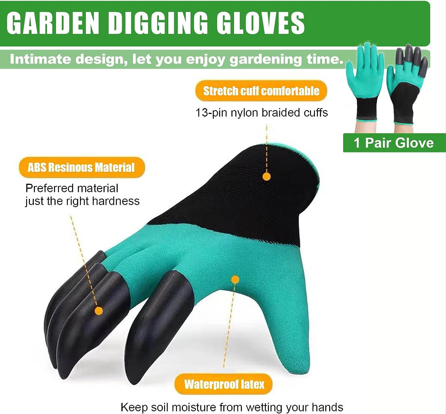 Garden Gloves with Claws, Waterproof and Breathable Garden Gloves for Digging Planting, Best Gardening Gifts for Gardening Enthusiast image number 3