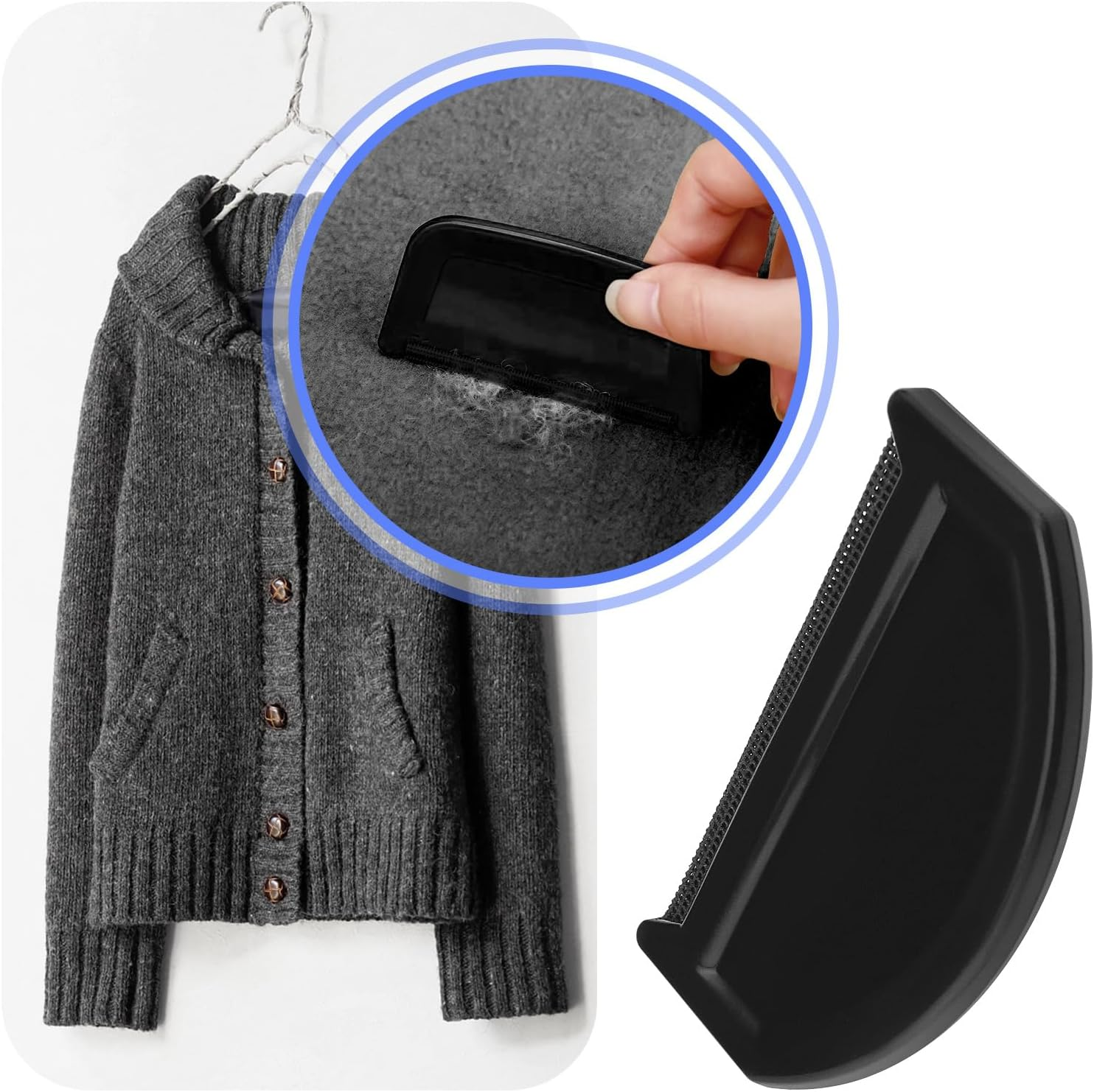 SING F LTD 2PCS Sweater Comb Lint Remover Clothes Fuzz Cleaning Tool De-Pilling Knitwear Comb Cashmere Pill Remover for Clothing Care 7.5X4.2X0.6Cm Black image number 2