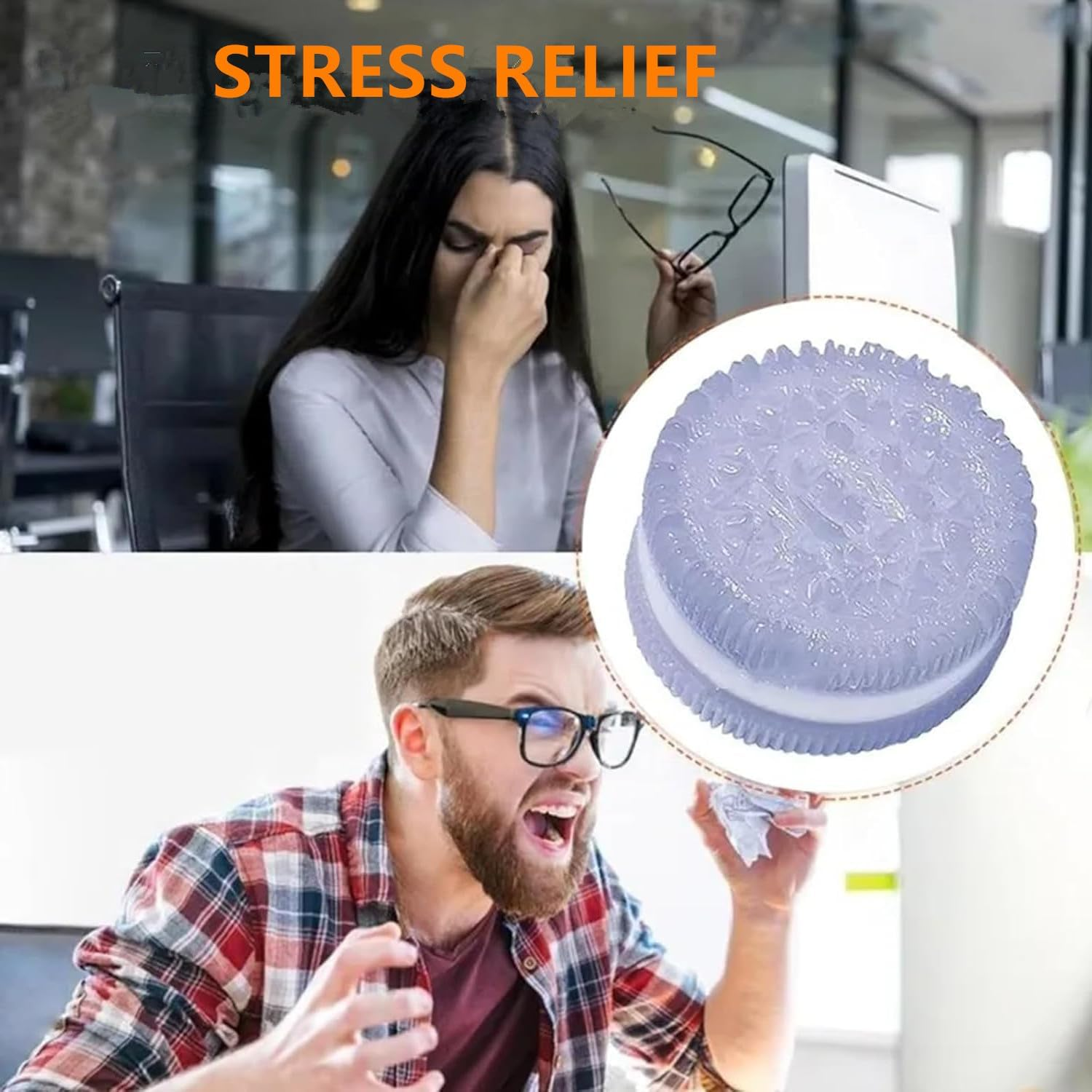 Squishy Stress Relief Pinching Simulation Squishy Pinching Anxiety and Relaxation Perfect Desk Accessory for Stress Relief (Black+Pink) image number 5