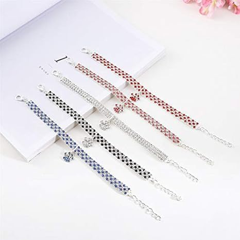 Bling Dog Necklace Collar for Small Dogs Rhinestone Puppy Necklace Girl Cute Sparkly Glitter Crystal Diamond Cat Collar for Kittens (White, M) image number 4