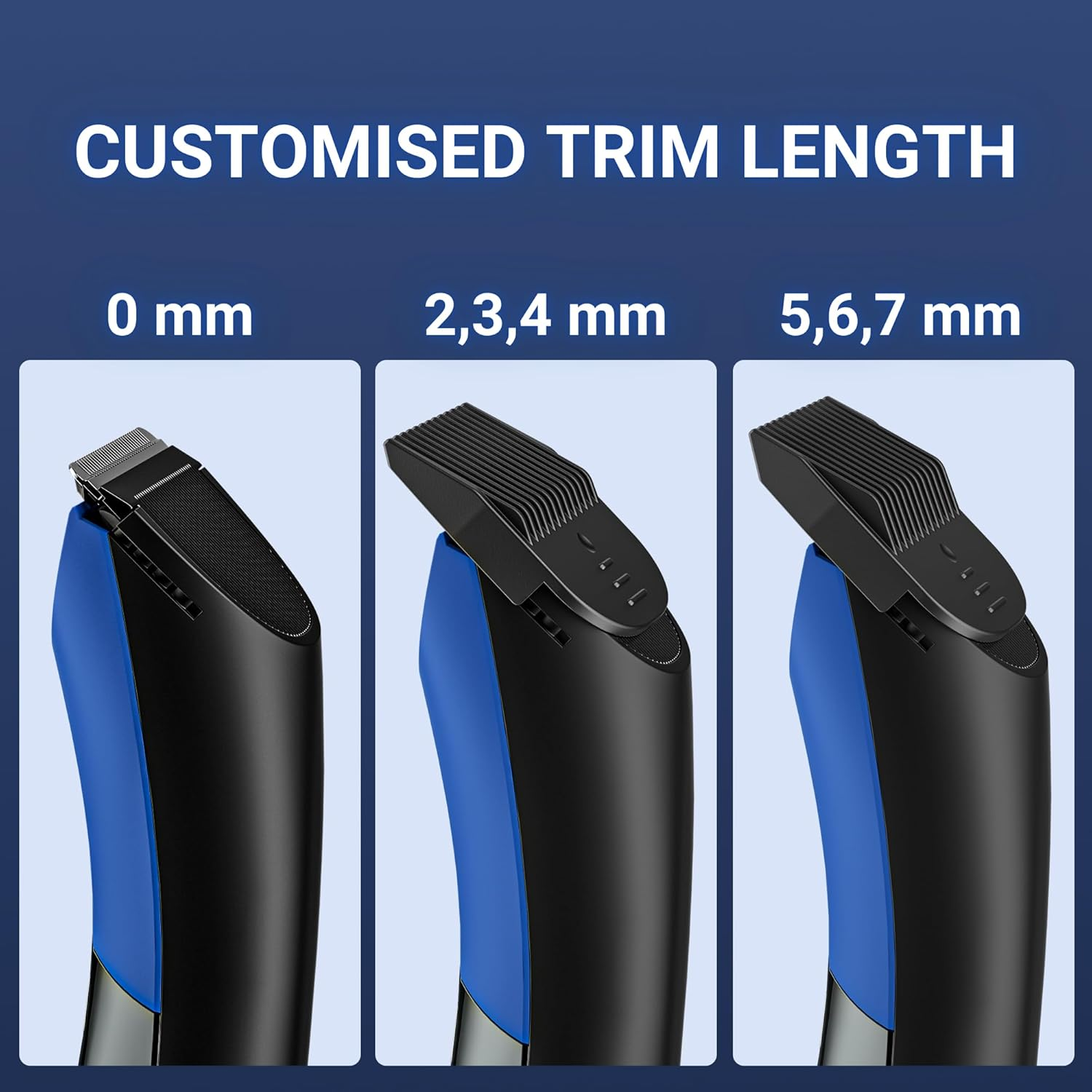 Barberboss Rechargeable Body Hair Trimmer for Men, Blue Intimate Shaver with Waterproof Design, LED Display, Body and Beard Trimmer with Adjustable Combs image number 4