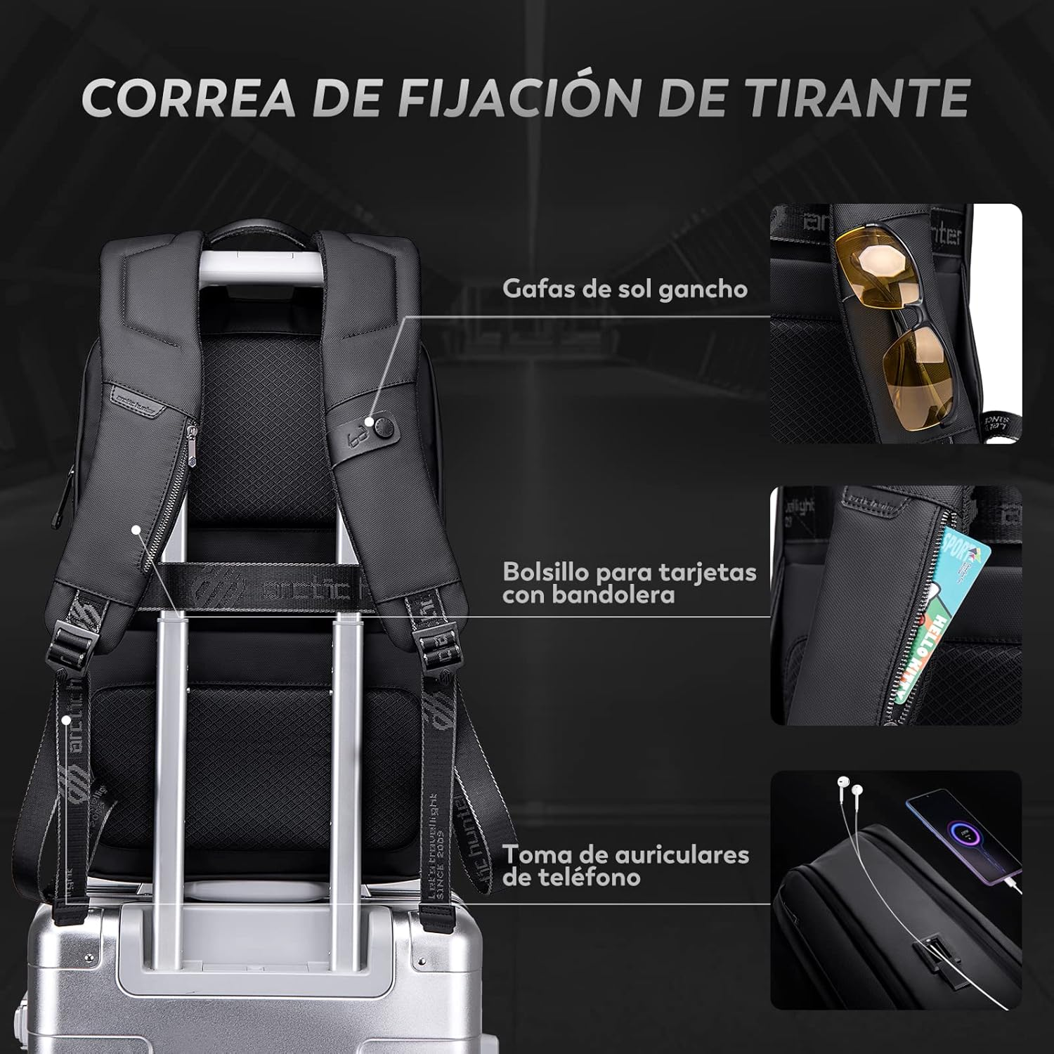 ARCTIC HUNTER Laptop Backpack for Men 15.6", Waterproof Travel Bag with USB Charging Port, Work & School Backpack with Multiple Compartments, Padded Back, for Business, Outdoor & Commute &ndash; B00443 image number 4