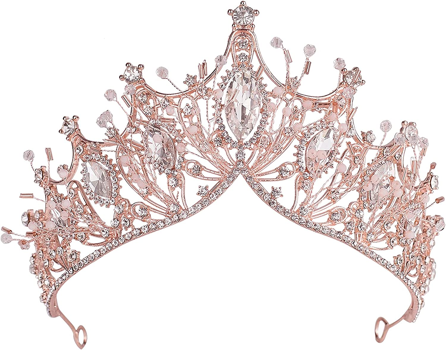 Baroque Queen Crown, Rhinestone Wedding Tiaras and Crown for Bride Handmade Crystal Headband Tiara for Women and Girls - Wedding Halloween Faire Costume Birthday Music Festival Hair Accessories (Gold)