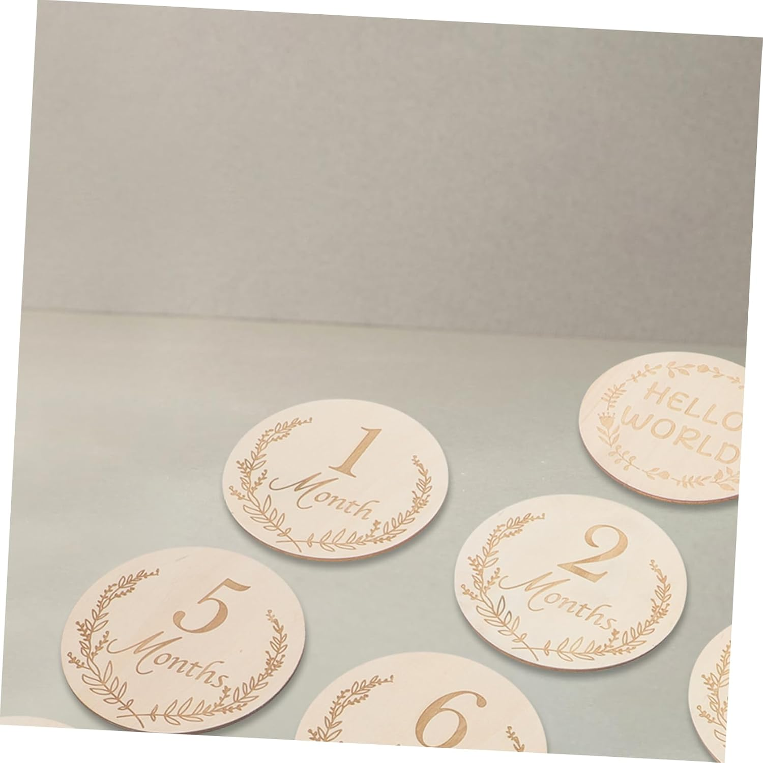 14Pcs Wooden Milestone Cards for Monthly Growth Recording Birthday Photo Props Unisex Newborn Keepsake with Fine Grain Design image number 6