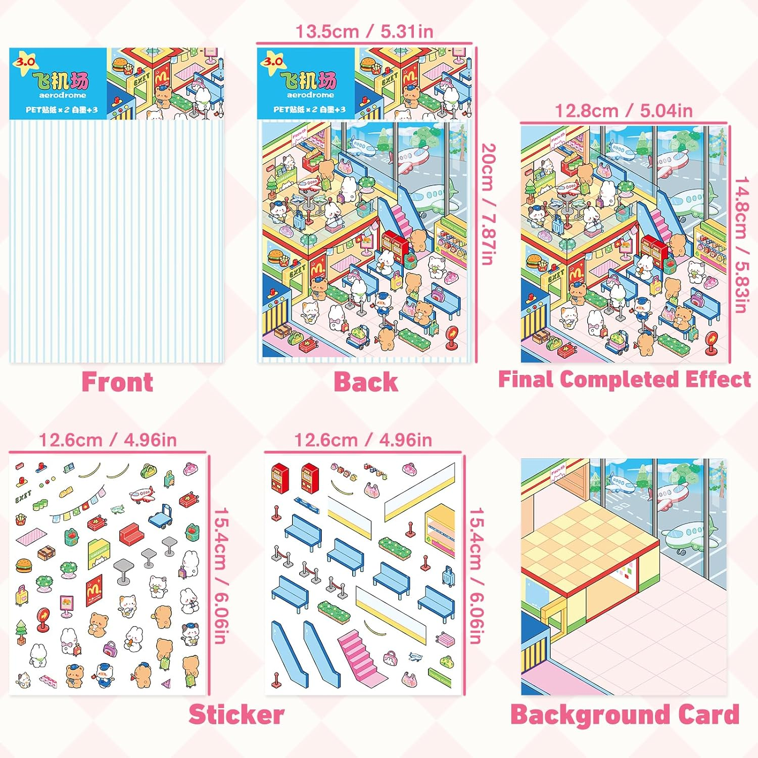20 Sets DIY 3D Sticker Scene, Sticker Therapy for Adult Kids Make Your Own Scenes Miniature Room Cute Kawaii Cartoon Scene Stickers for Relief Stress Pass the Time image number 1
