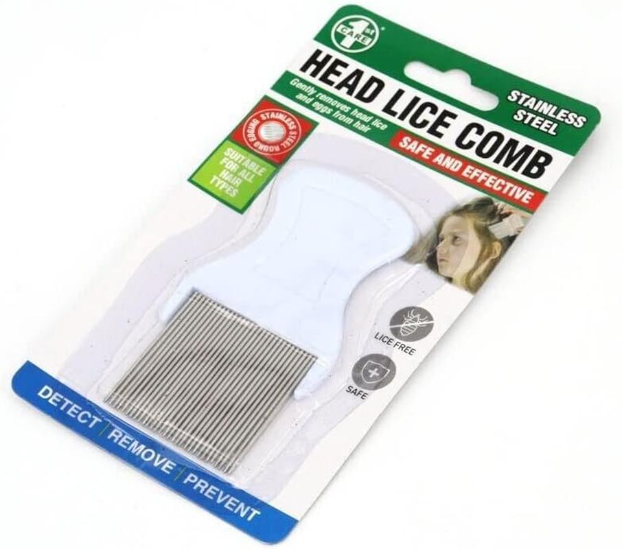 Hair Lice Comb Stainless Steel Teeth White PP Handle All Hair Types 9.5 X 4.5Cm image number 1