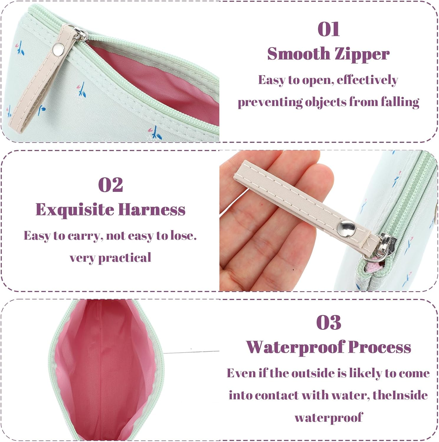 LIQWEI Pack of 4 Small Cosmetic Bag, Travel Portable Makeup Bag, Multifunctional Canvas Cosmetic Bag, Wash Bag, Toiletry Bag for Women, Zip Coin Bag (18 X 13 X 3 Cm) image number 1