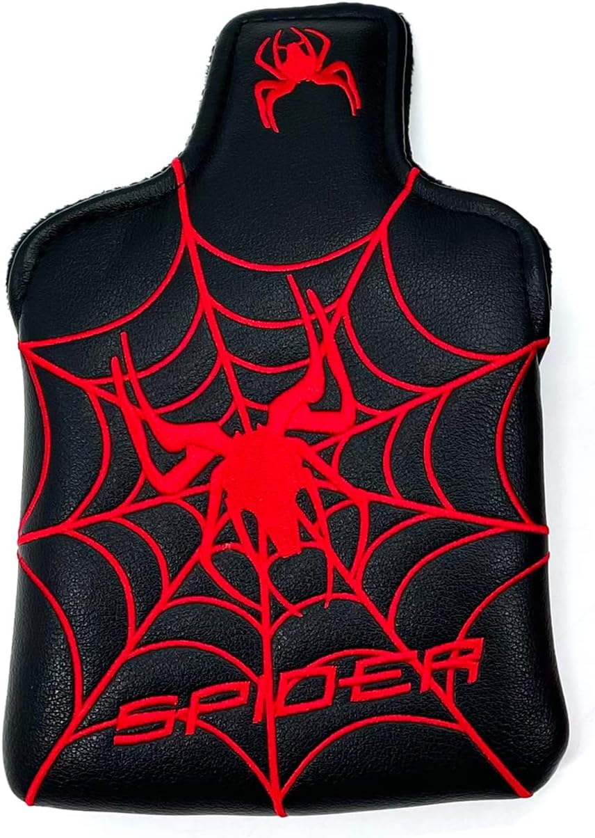 Black with Red Spider Embroidery Golf Club Square Mallet Putter Cover Magnetic Golf Headcover image number 6