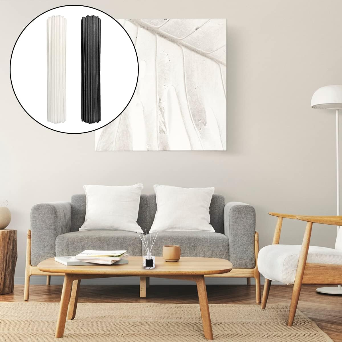 Reed Diffuser Stick, 200PCS 7.9In Aroma Sticks for Home Cleansing,Yoga and Spiritual Rituals （Black & White） image number 1