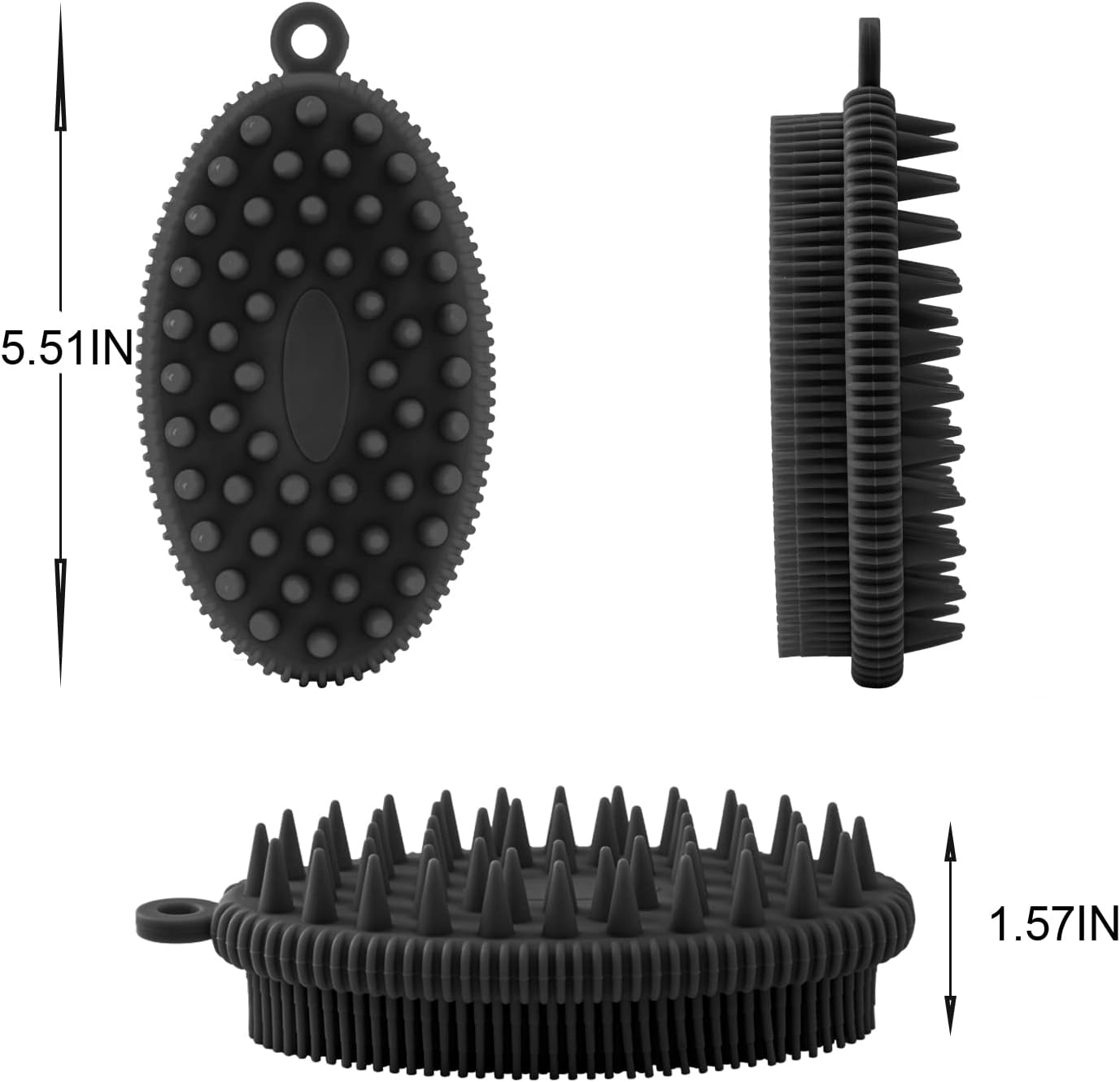 Rampula Silicone Body Scrubber, 2 in 1 Shower and Shampoo Scalp Massager Brush for Dry and Wet, Lathers Well, Stimulating Blood Circulation More Hygienic than Loofah 1PC Black image number 2