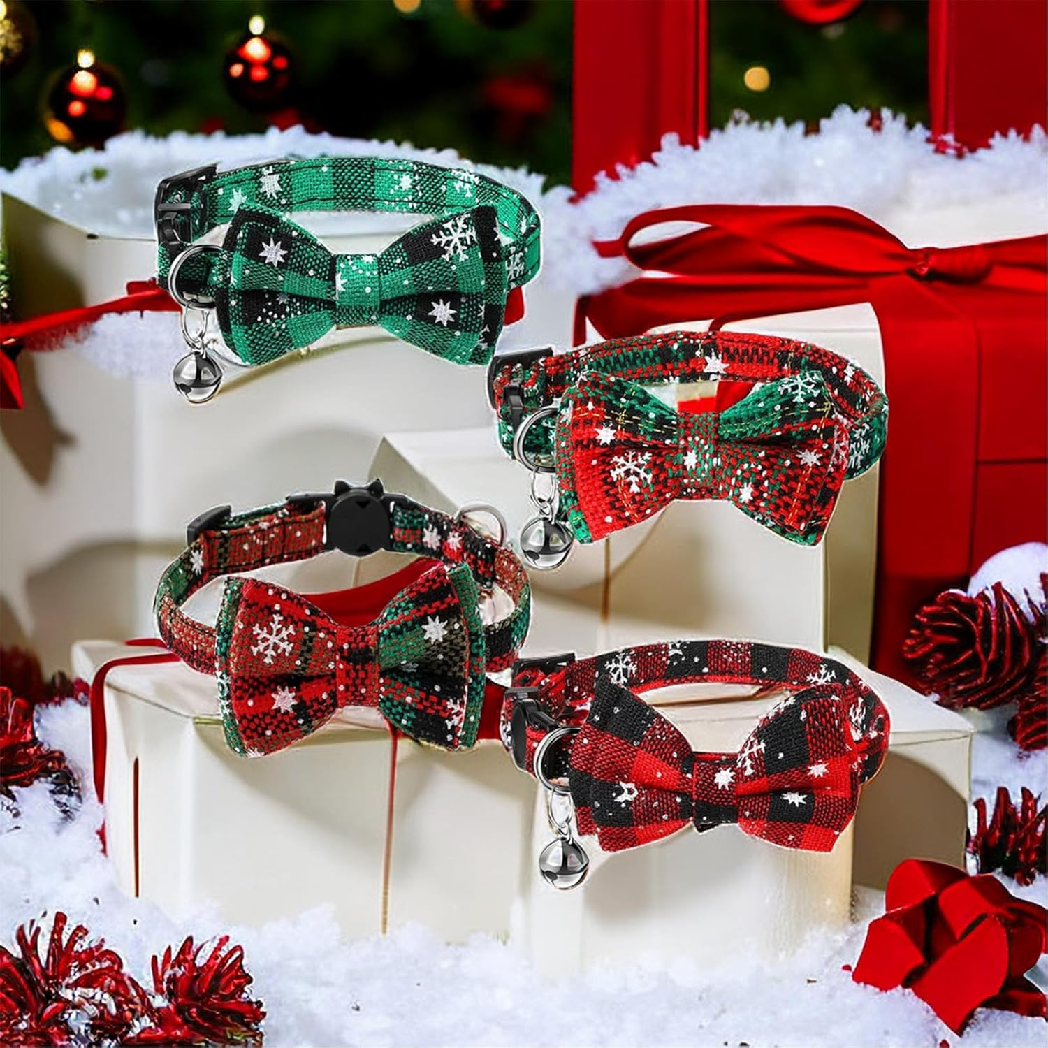 3 Pieces Christmas Cat Collar Adjustable Pet Collar Christmas Collar Dog Cat for Wedding Photo Props Birthday Costumes Christmas Costumes image number 3